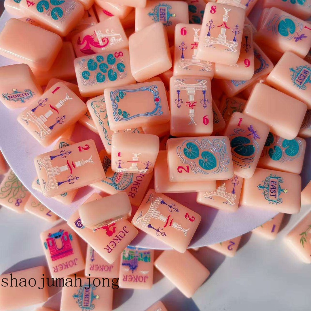 American Mahjong Tiles, 160 Lilac Acrylic Engraved Layered,Candy Pink