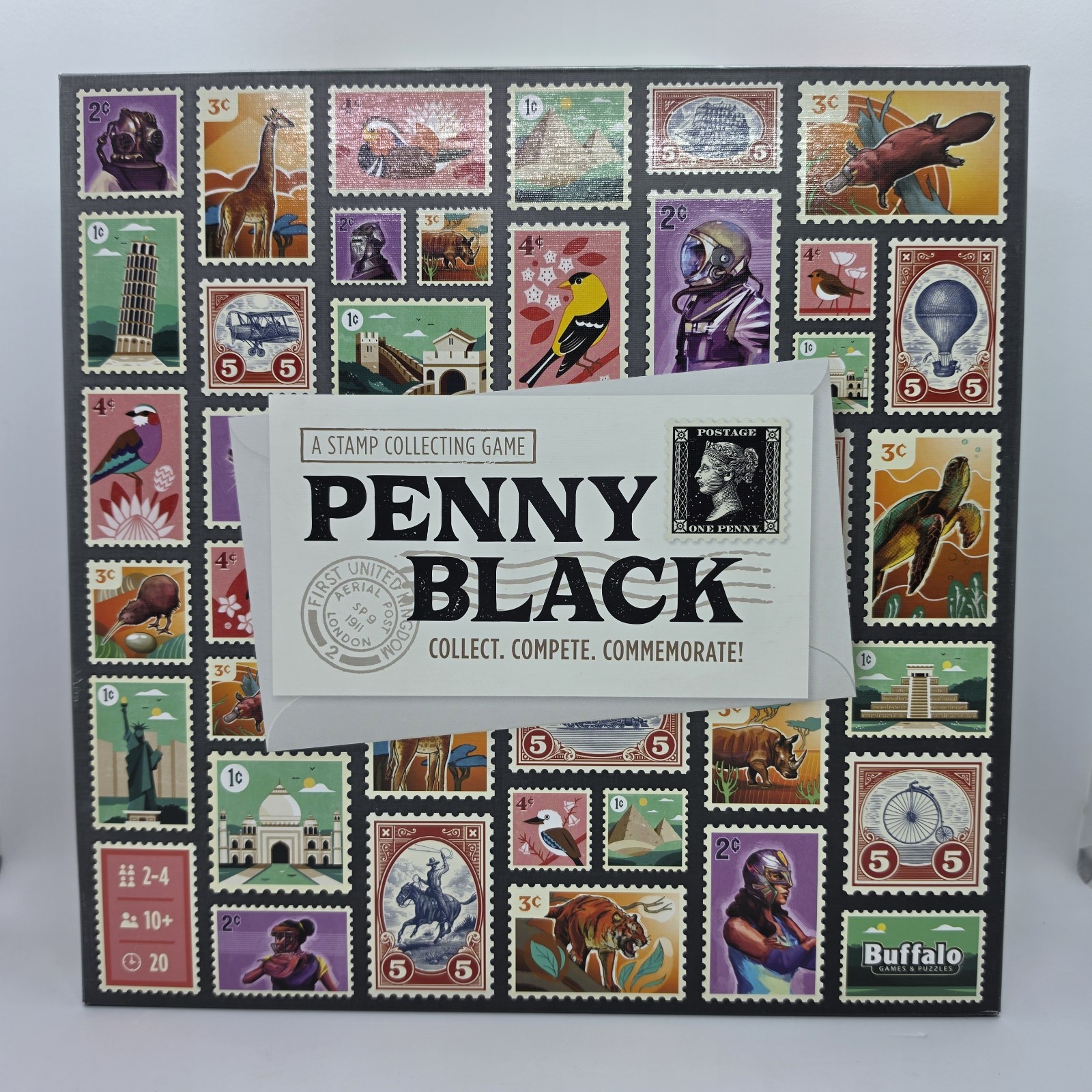Penny Black Board Game – Buffalo Games Stamp Collecting Strategy – New Sealed