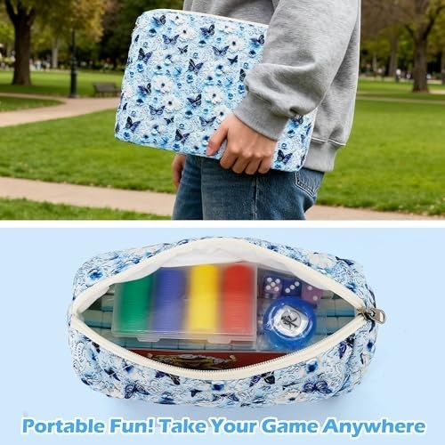 Premium American Mahjong Game Set – 166 Thick Tiles, Portable Carrying Bag, Trav