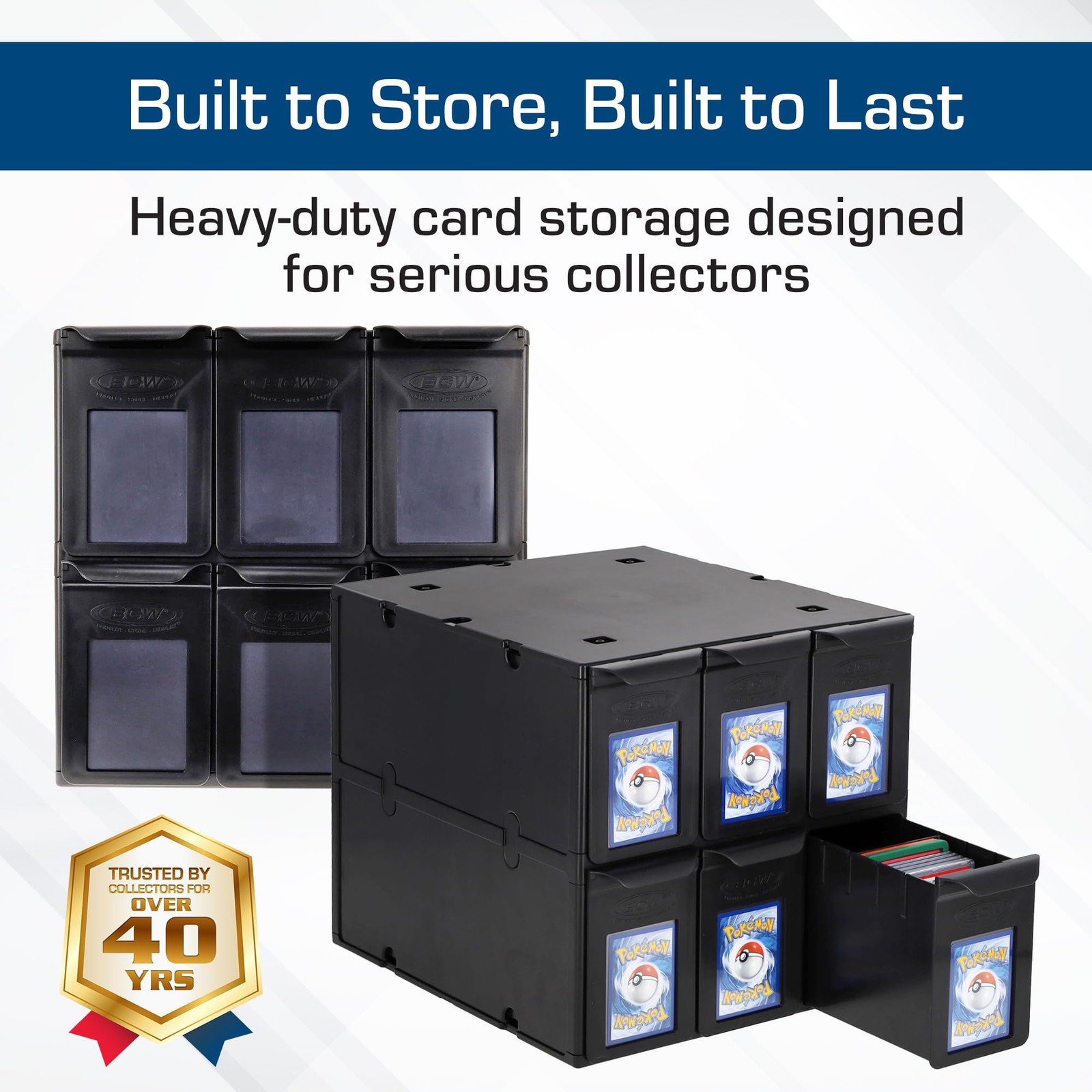 Card Catalog 6 Drawer Stackable Trading Organizer Black BCW Holds Sports Cards