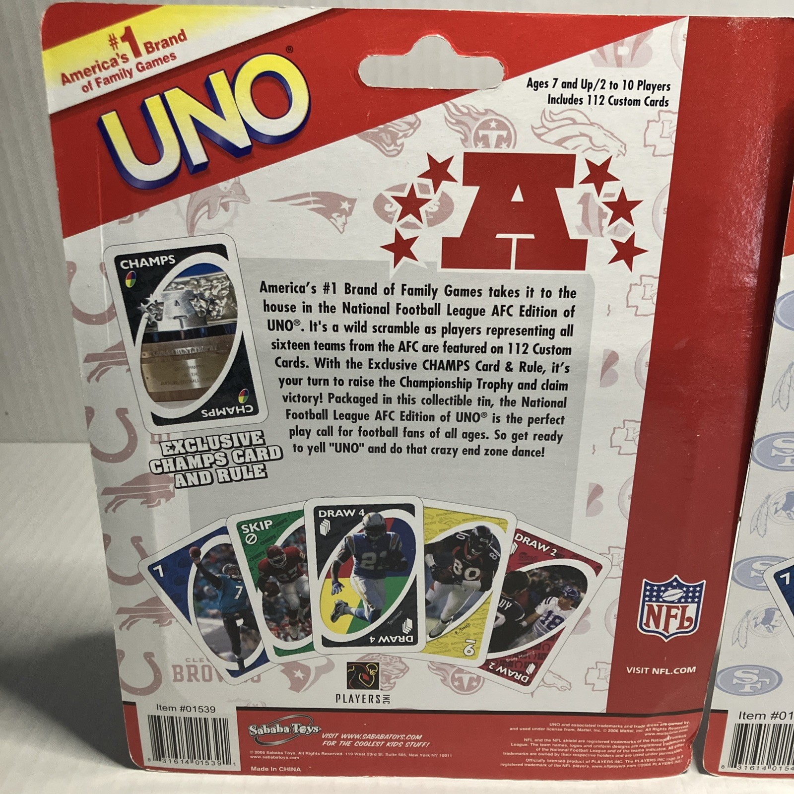NIB NFL Special Edition Tin 2006 Mattel Card Uno Sets. NFC and AFC editions.