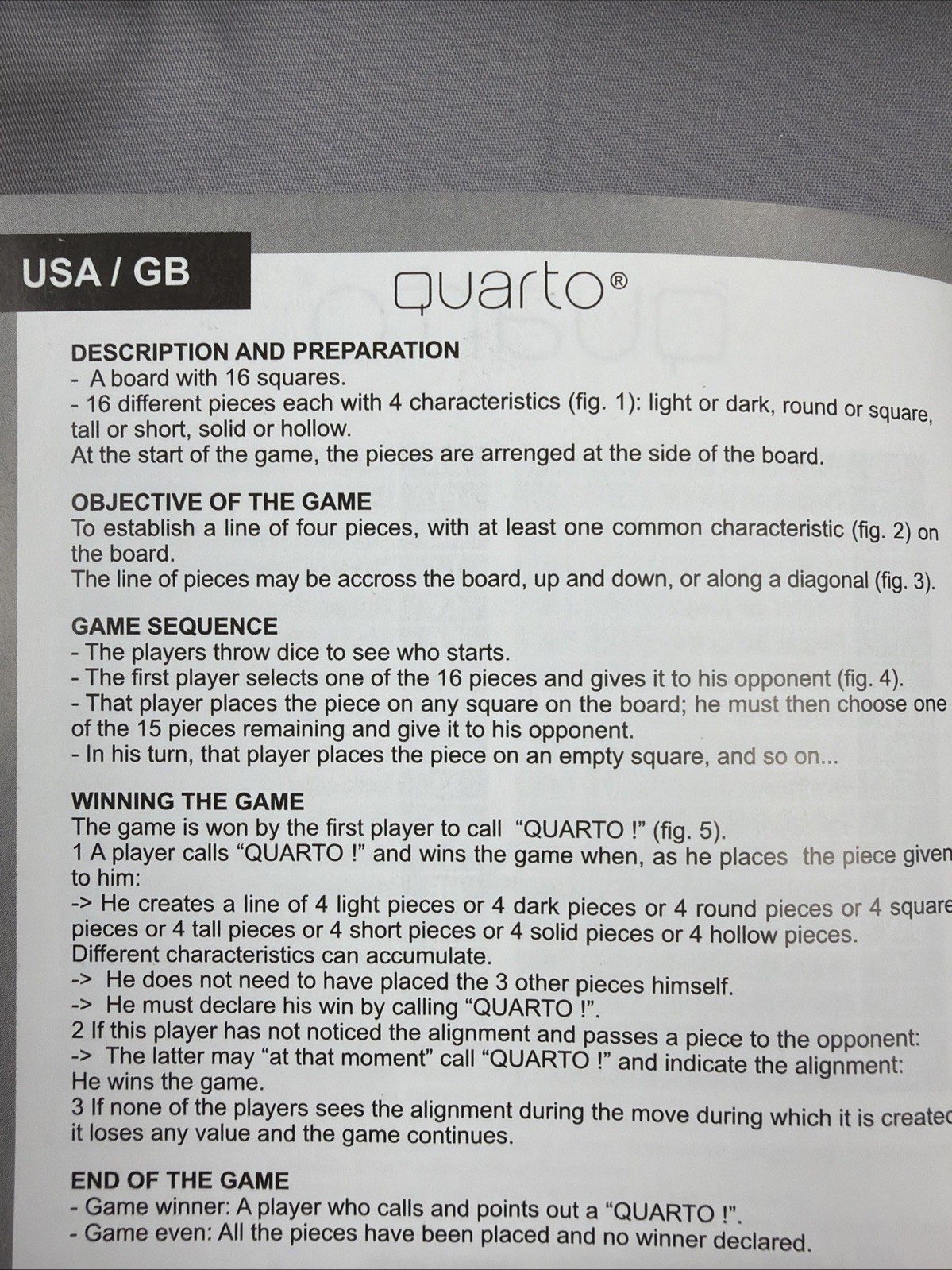Quarto Board Game Wooden Strategy 1991 Gigamic Complete EUC