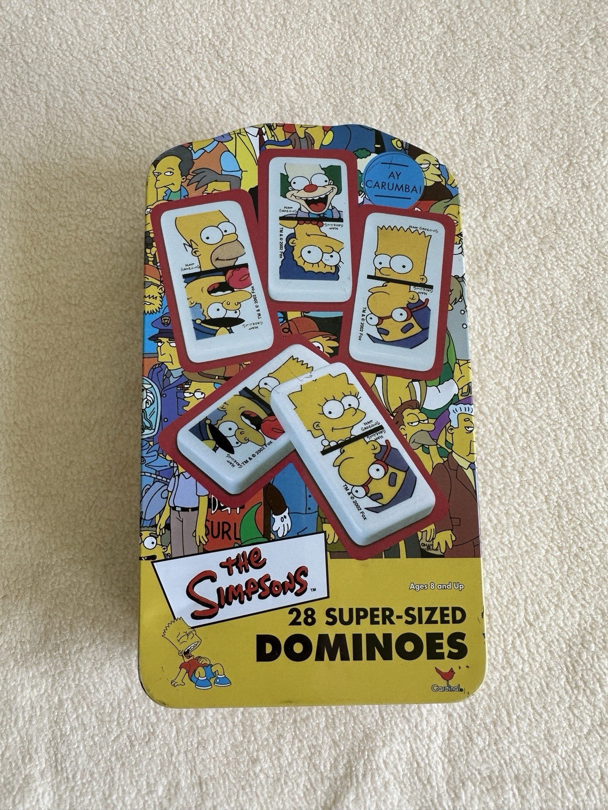 Vintage The Simpsons Themed 28 Dominoes in Tin Container (2003)
