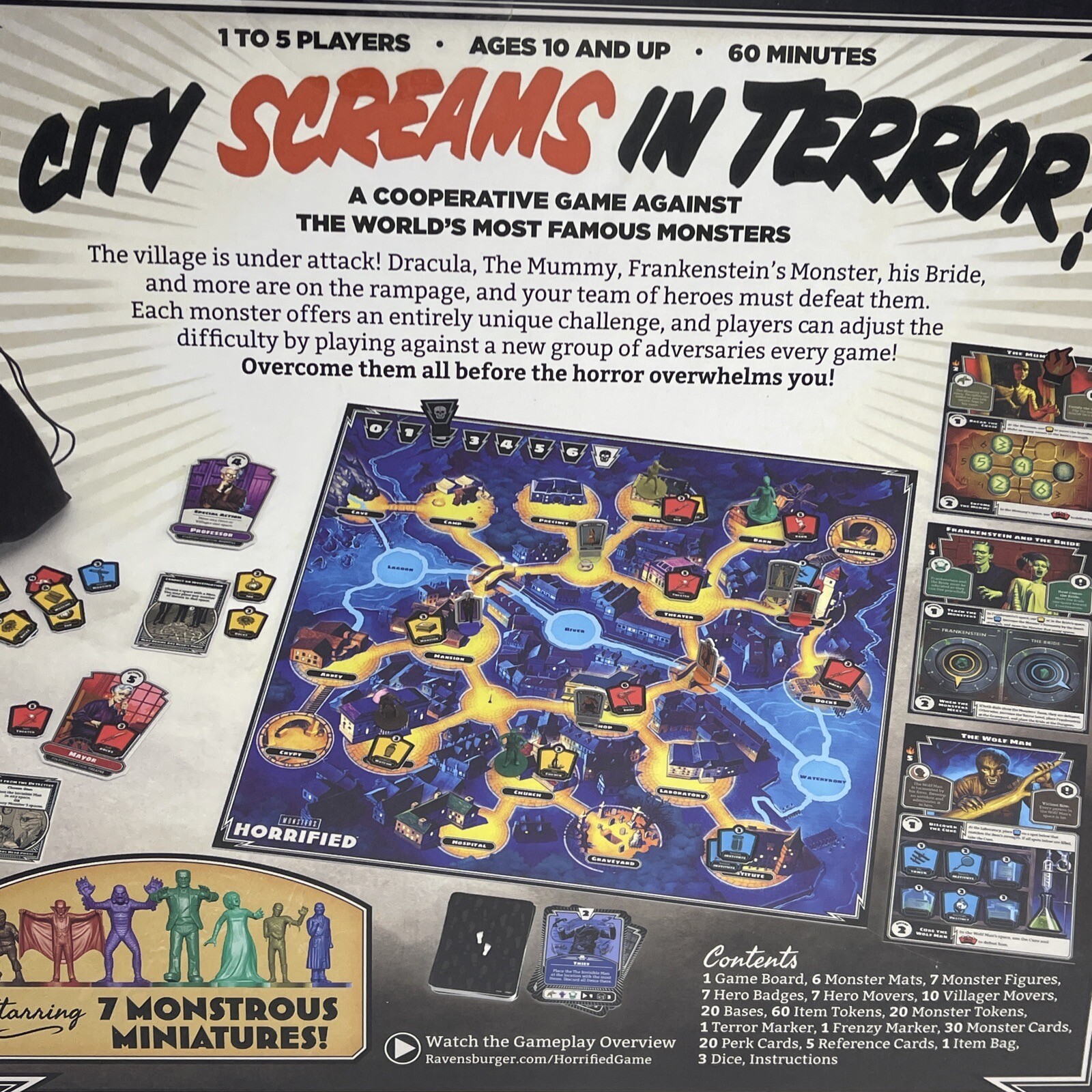HORRIFIED Universal Studios Monsters Strategy Board Game Dracula Frankenstein