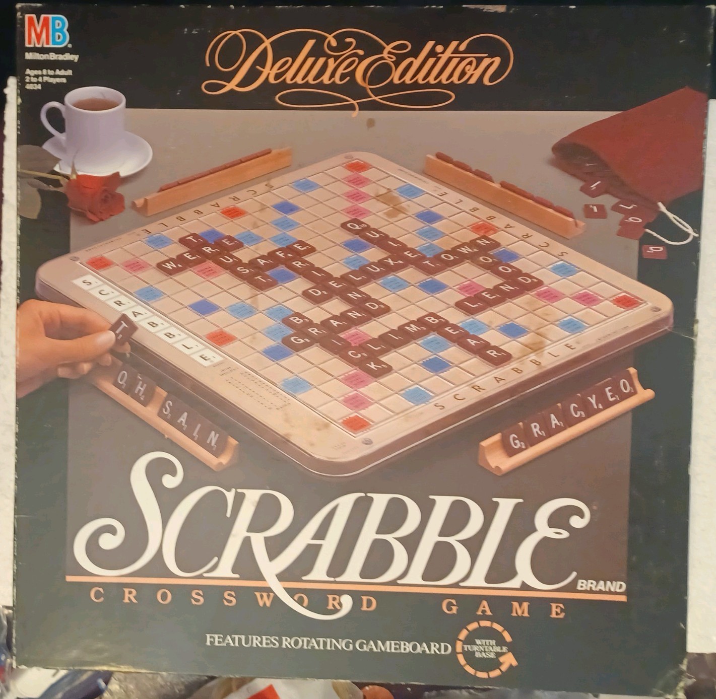 Scrabble Deluxe Edition Rotating Board 1989 Complete Read Description