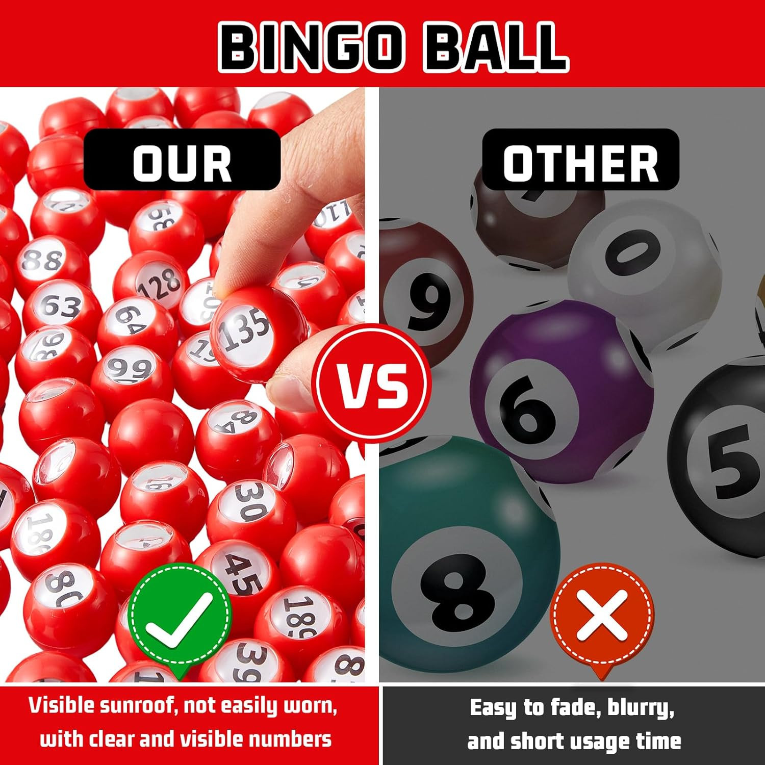 200-Piece Raffle Bingo Ball Set – Numbered 1-200 with Easy Read Window, Mini Pla