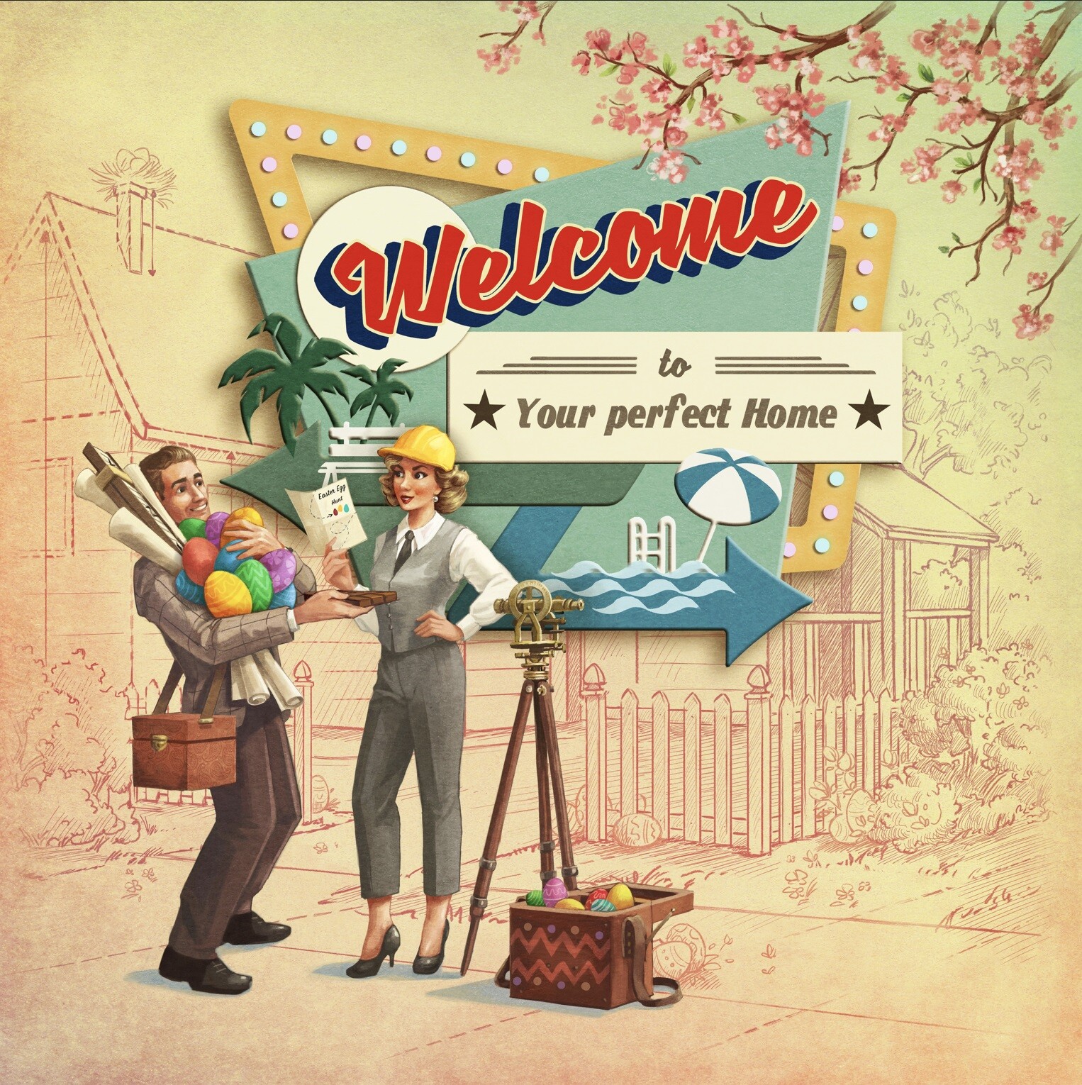 Spring Easter Egg Hunt Themed Neighborhood Welcome To… Game Deep Water Games