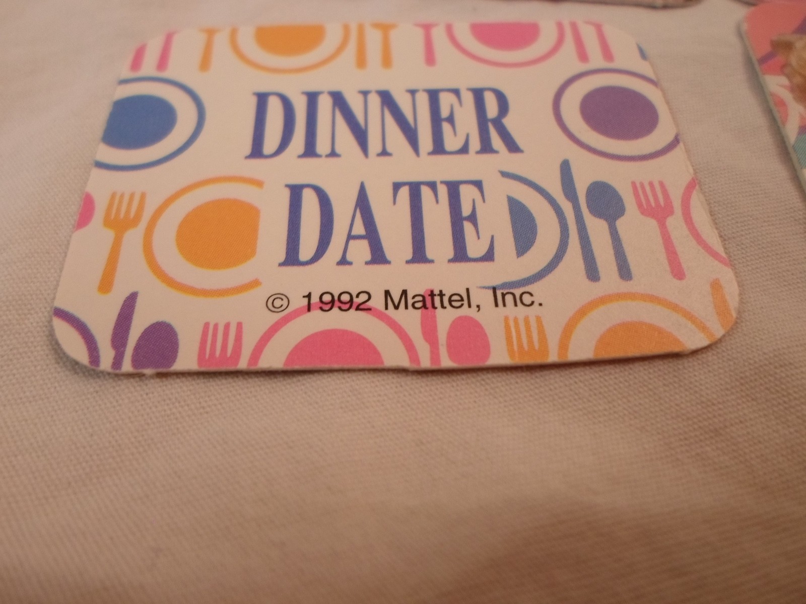 *Replacement Parts* Barbie Dream Board Game 1992 **Lot of 4 Dinner Date Cards**