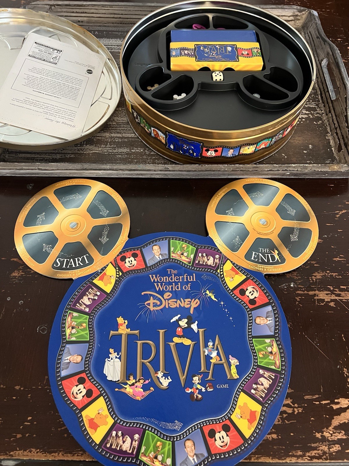 The Wonderful World of Disney Trivia Board Game Complete 1997 Metal Tin Case VTG