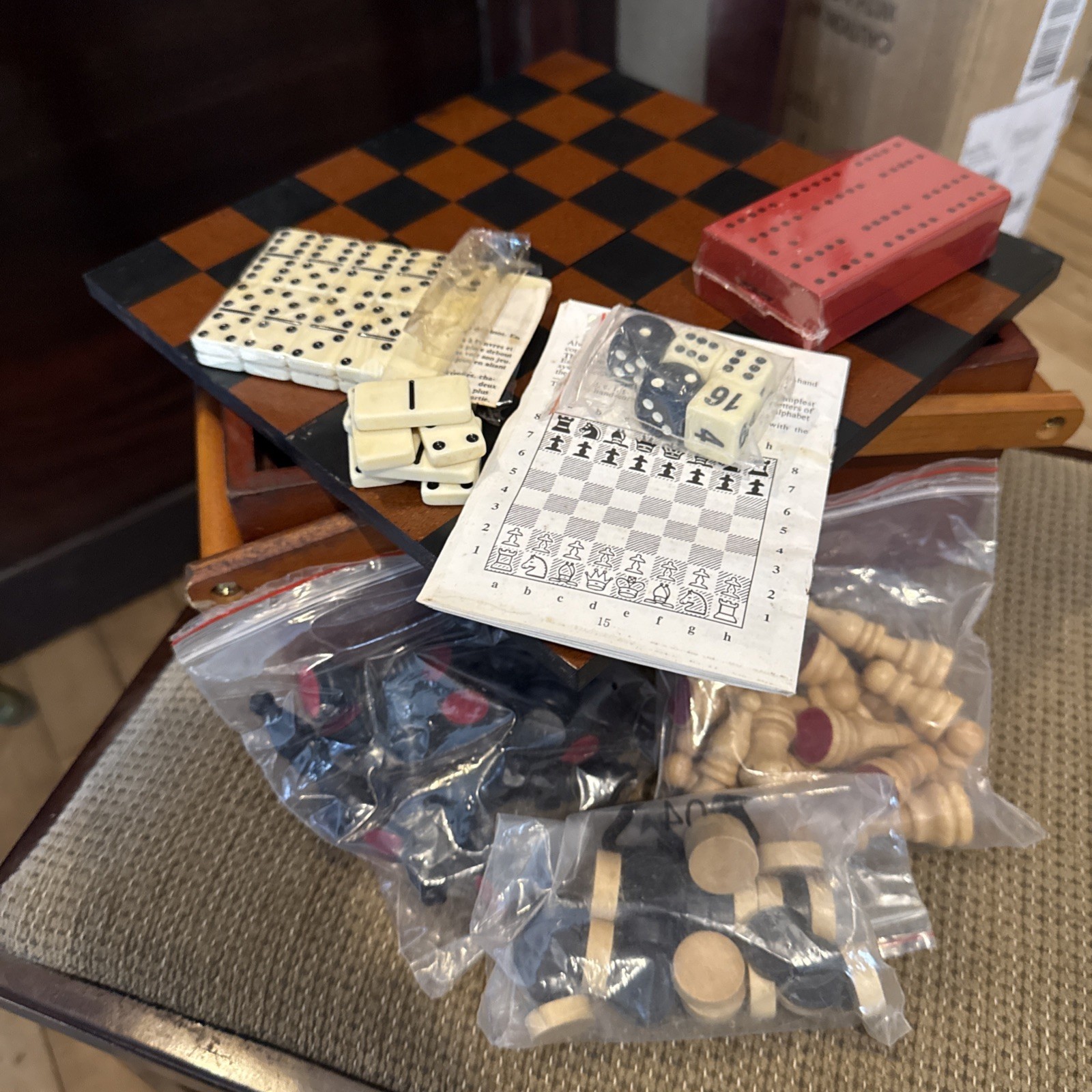 Vintage game set 7 in one 10 1/4” x 6 1/2” x 4”