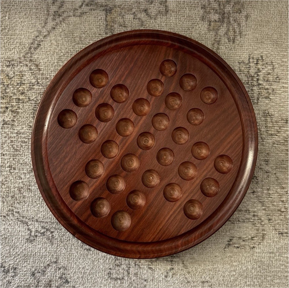 Wooden Solitaire Circular Game Board Strategy Board Game