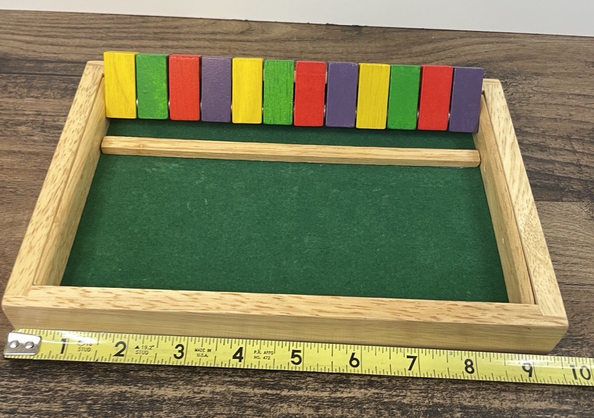 Shut The Box Dice Game Wooden Game Board Cover 12 Made In Thailand