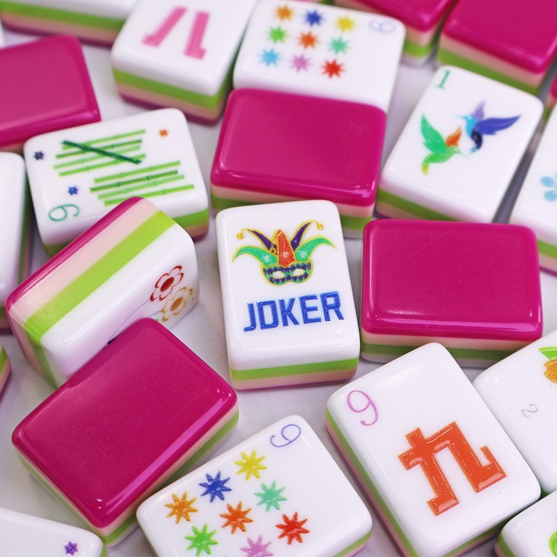NEW! Vibrant Layered Mahjong Tiles Full American Set 160Tiles – Rosered acrylic
