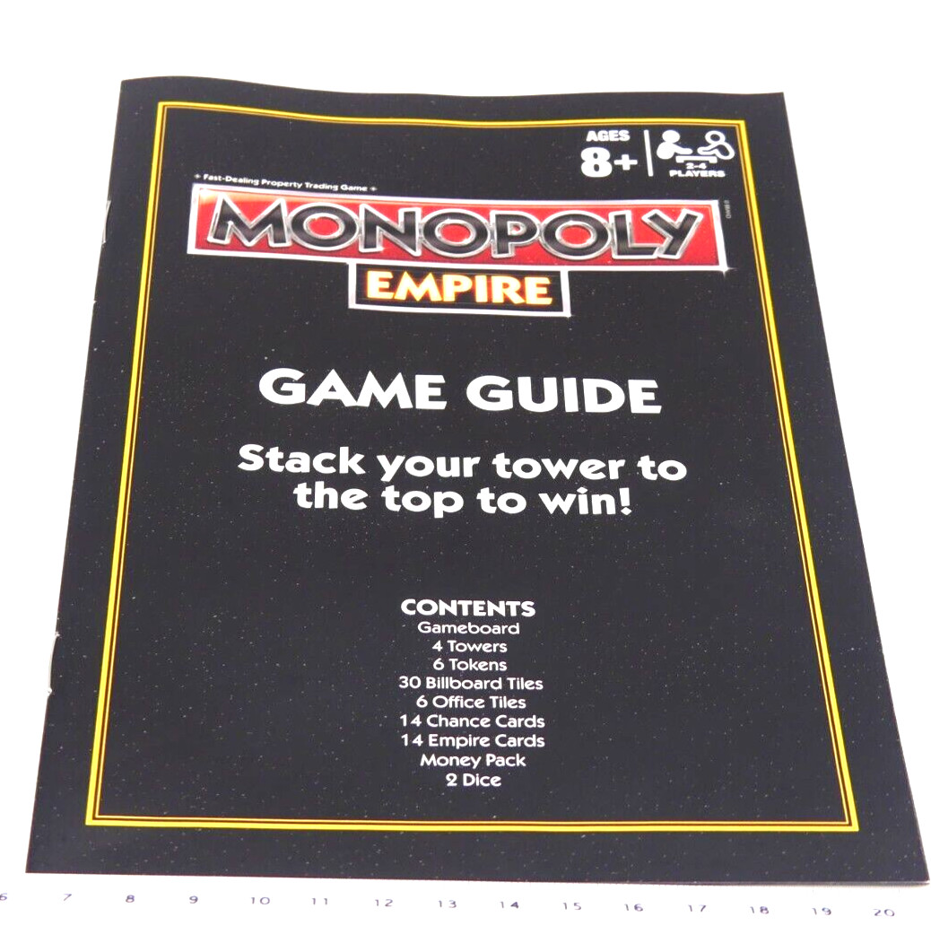 2013 Monopoly Empire Board Game Instruction Manual Part Only