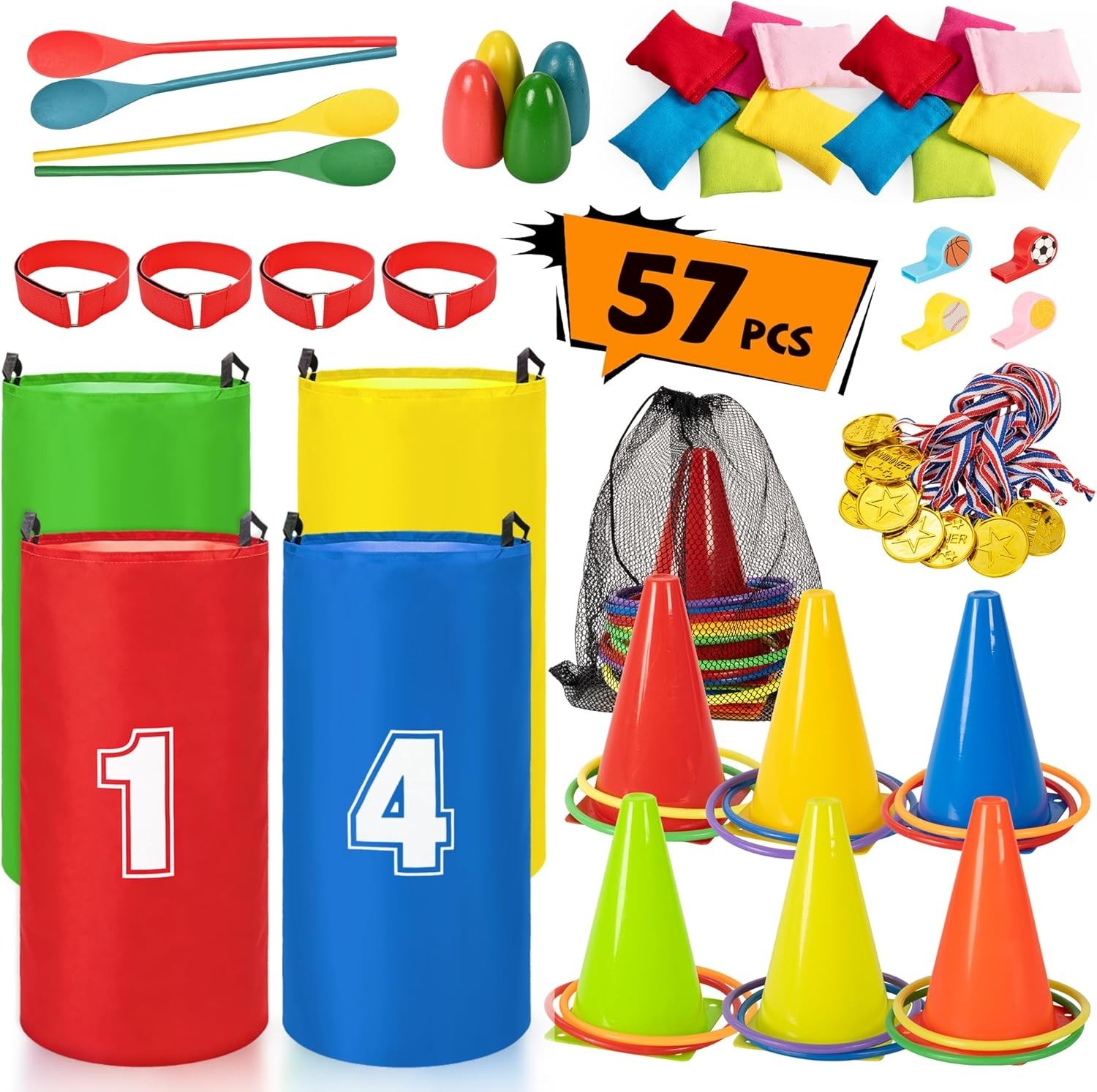 Complete 57 PC Field Day Games Set for Kids & Adults – Carnival Fun Awaits!