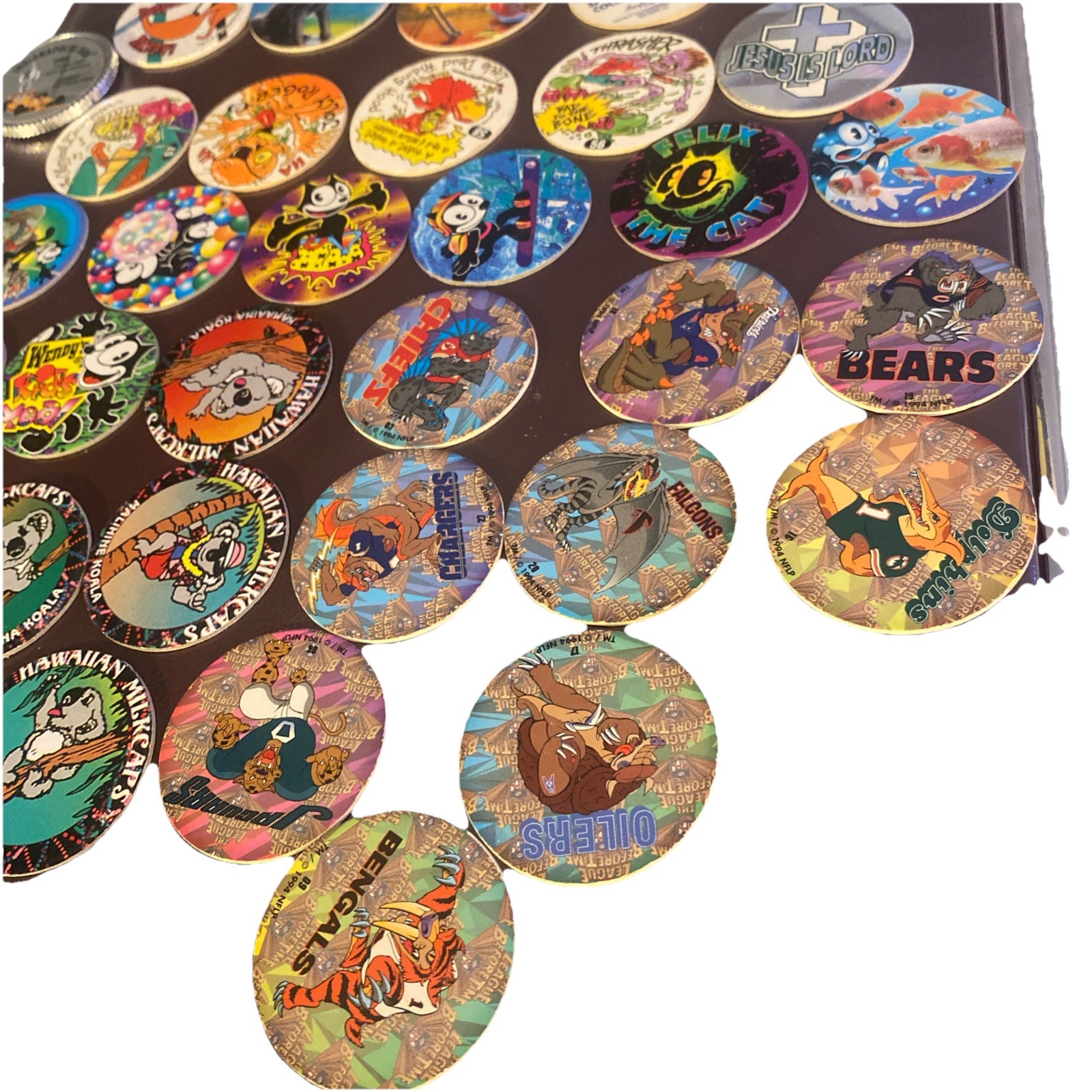 Vintage 1990s POG Milk Cap Lot 36+ Batman Goosebumps NFL Looney Tunes