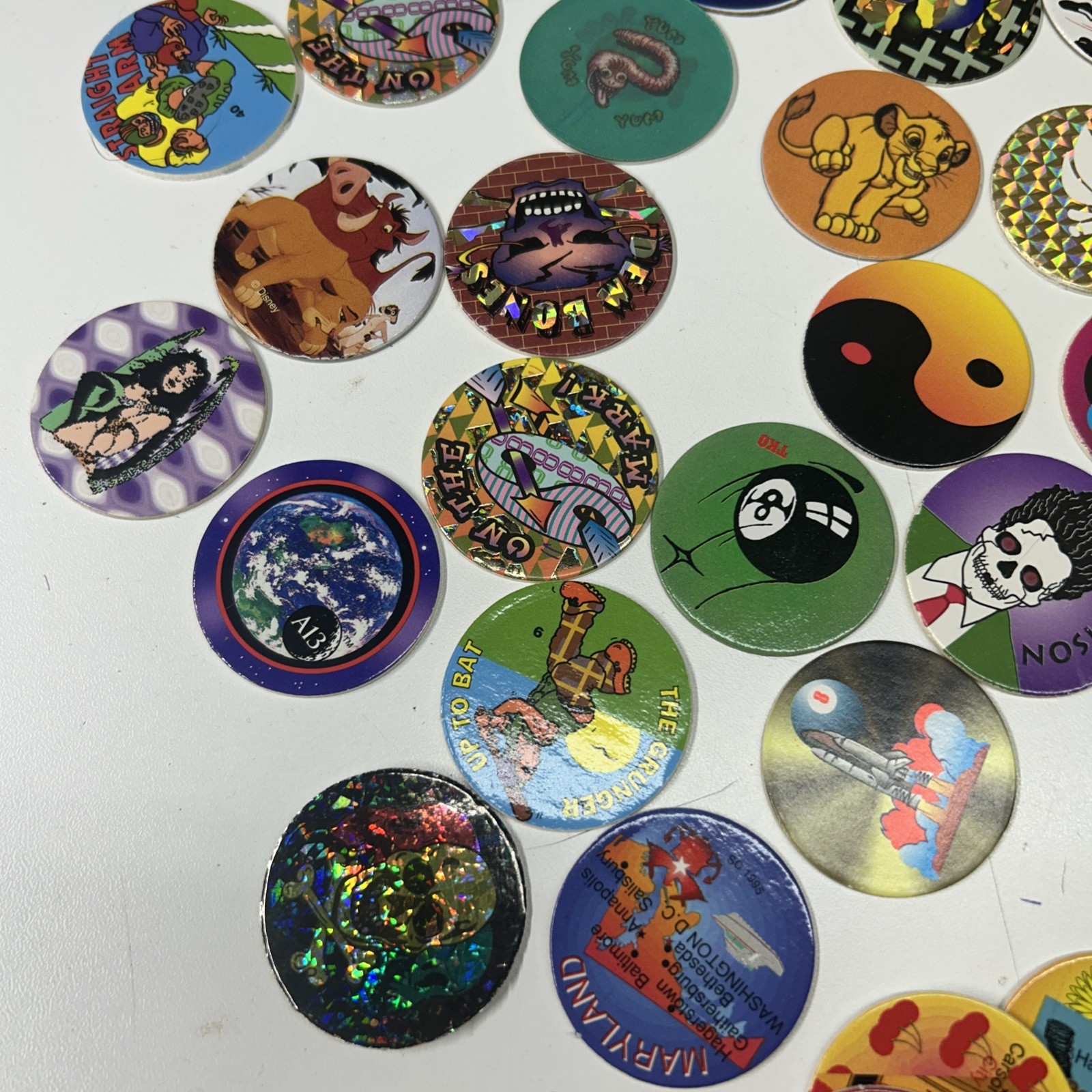 Vintage 1990’s Huge Lot Of Pogs 211 Plus Cases Holographic Lenticular Disney