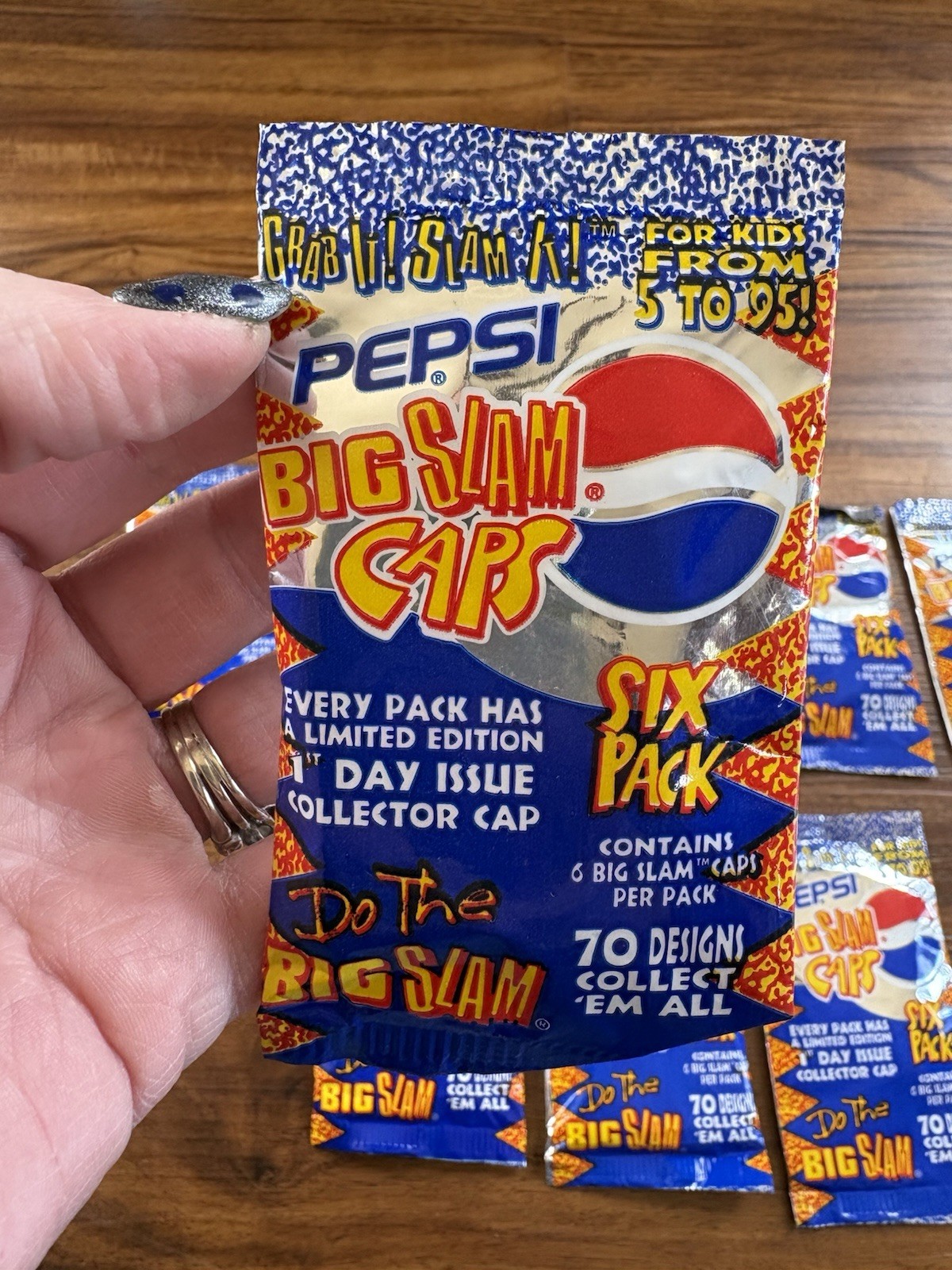 Pepsi Big Slam Caps Pogs VTG sealed pack pog caps Lot Of 10 Sealed Packs 1995