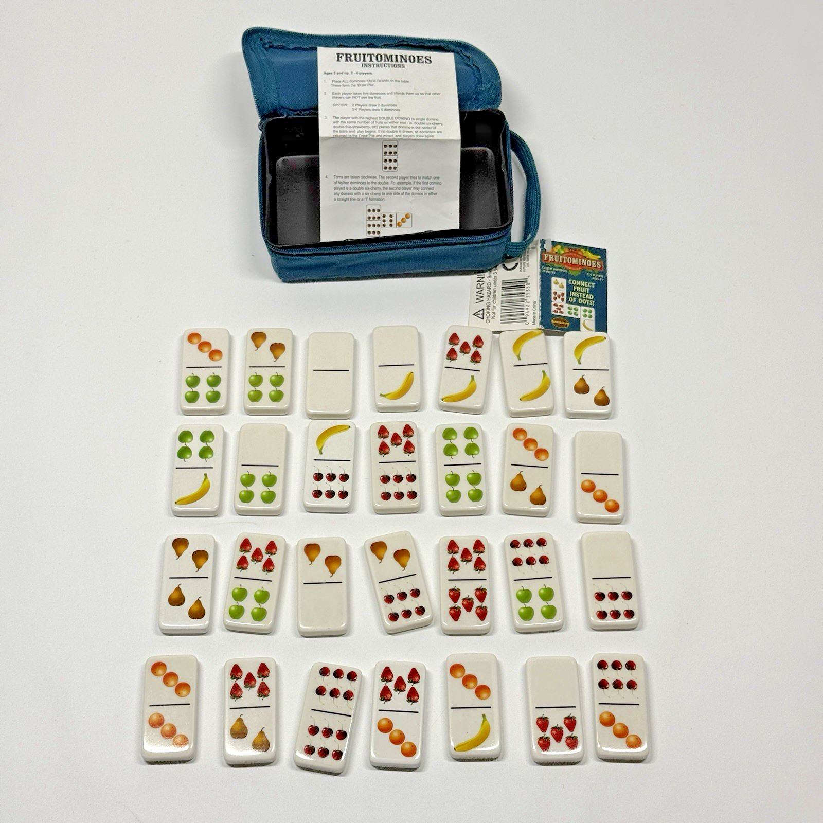 Bananagrams Fruitominoes Game 28 Fruit Dominoes Zipper Pouch New Tags