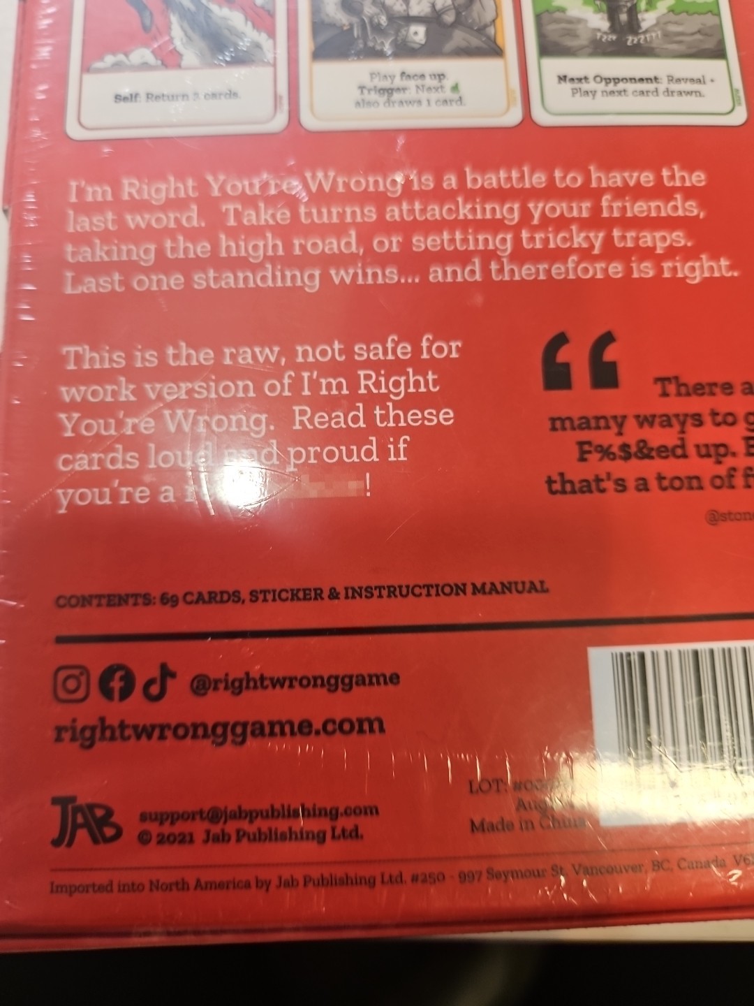I’m Right You’re Wrong NSFW Card Game Adult Party 2-5 Players Ages 21+ New