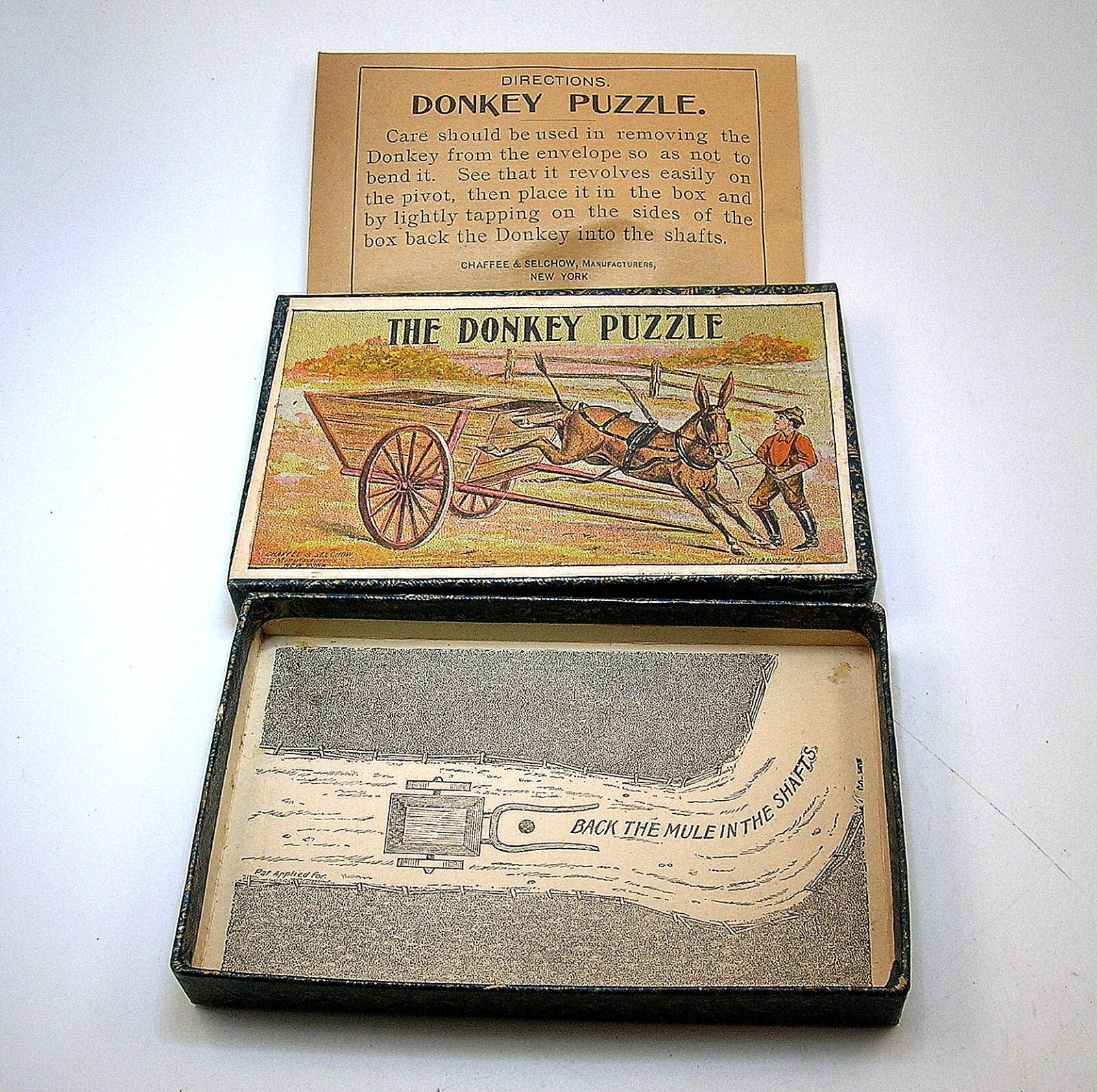 ANTIQUE 1890’S CHAFFEE & SELCHOW, NY “THE DONKEY PUZZLE” GAME – NOS – BEST OFFER