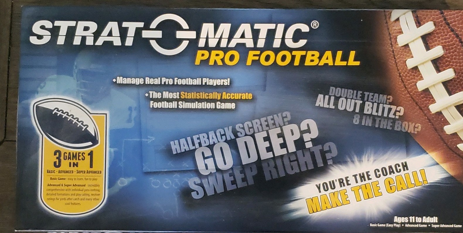 Strat-O-Matic Pro Football Board Game 2015 Complete Game w/ Dice, 2+ Players