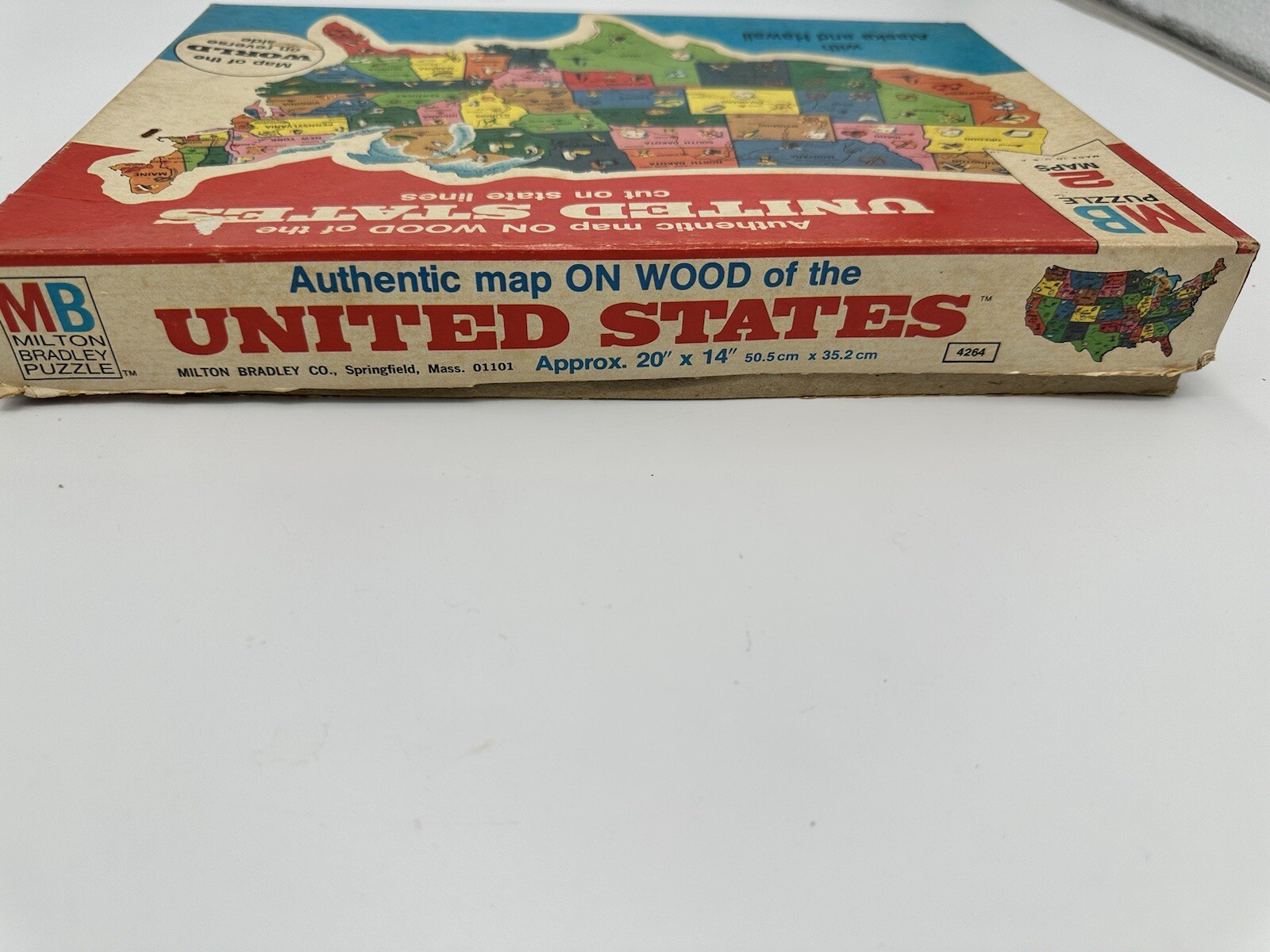 Vintage Wood Puzzle 1975 – Map of the United States and World (Reverse Side)