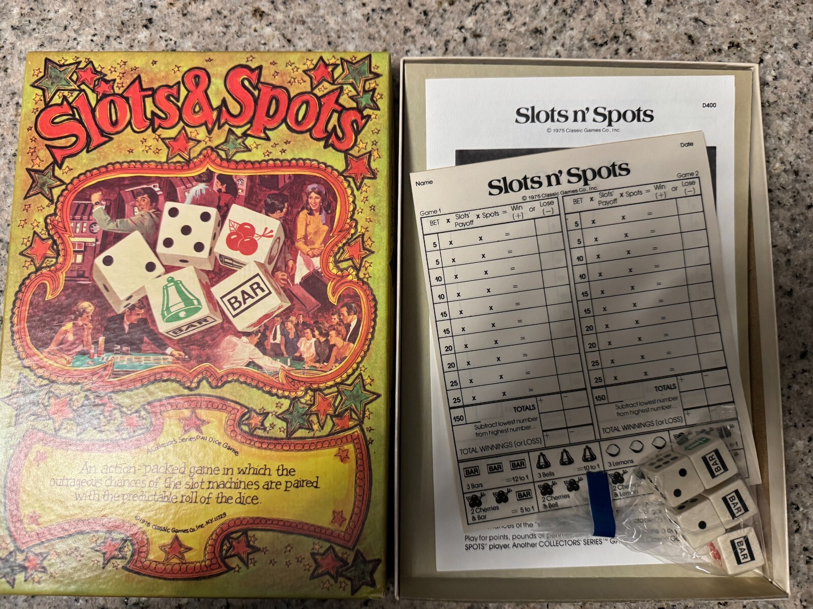 Slots & Spots Dice Game 1975 Collectors Series Classic Games Casino Vintage RARE