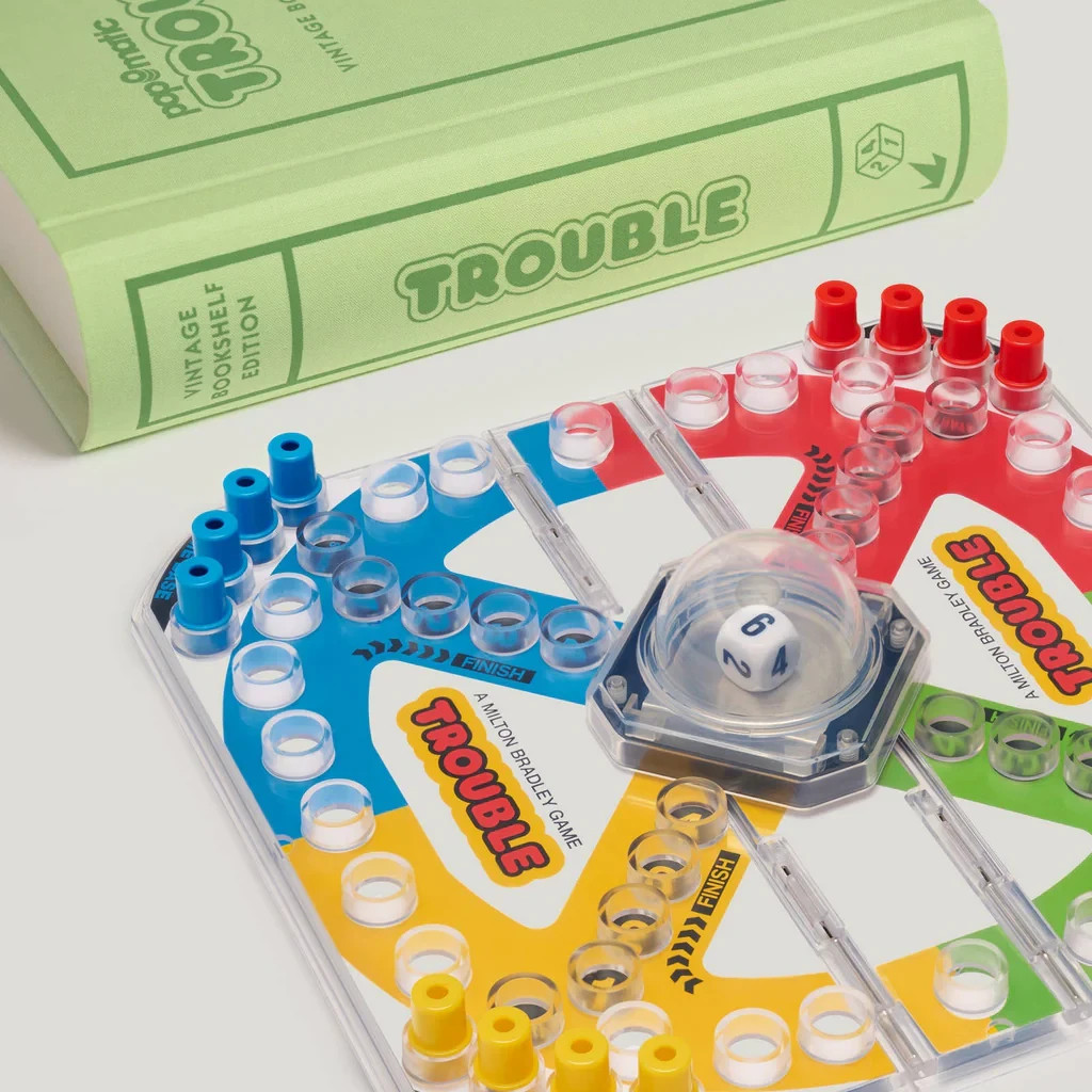 Classic Trouble Game in Book-Style Fabric Storage Box – Deluxe Edition – New