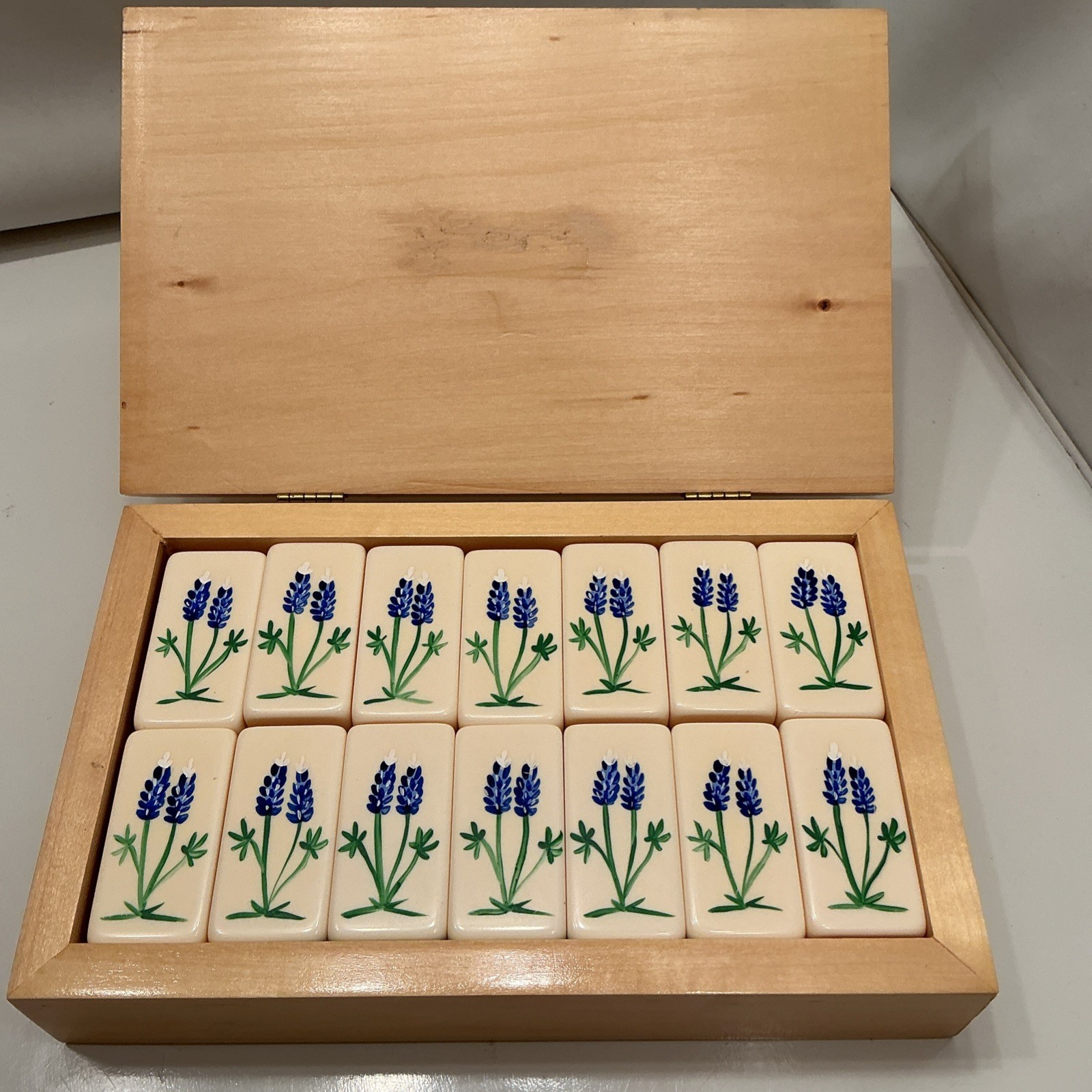 HANDPAINTED TEXAS BLUEBONNETS Extra Thick DOMINOES Texas Imagineering