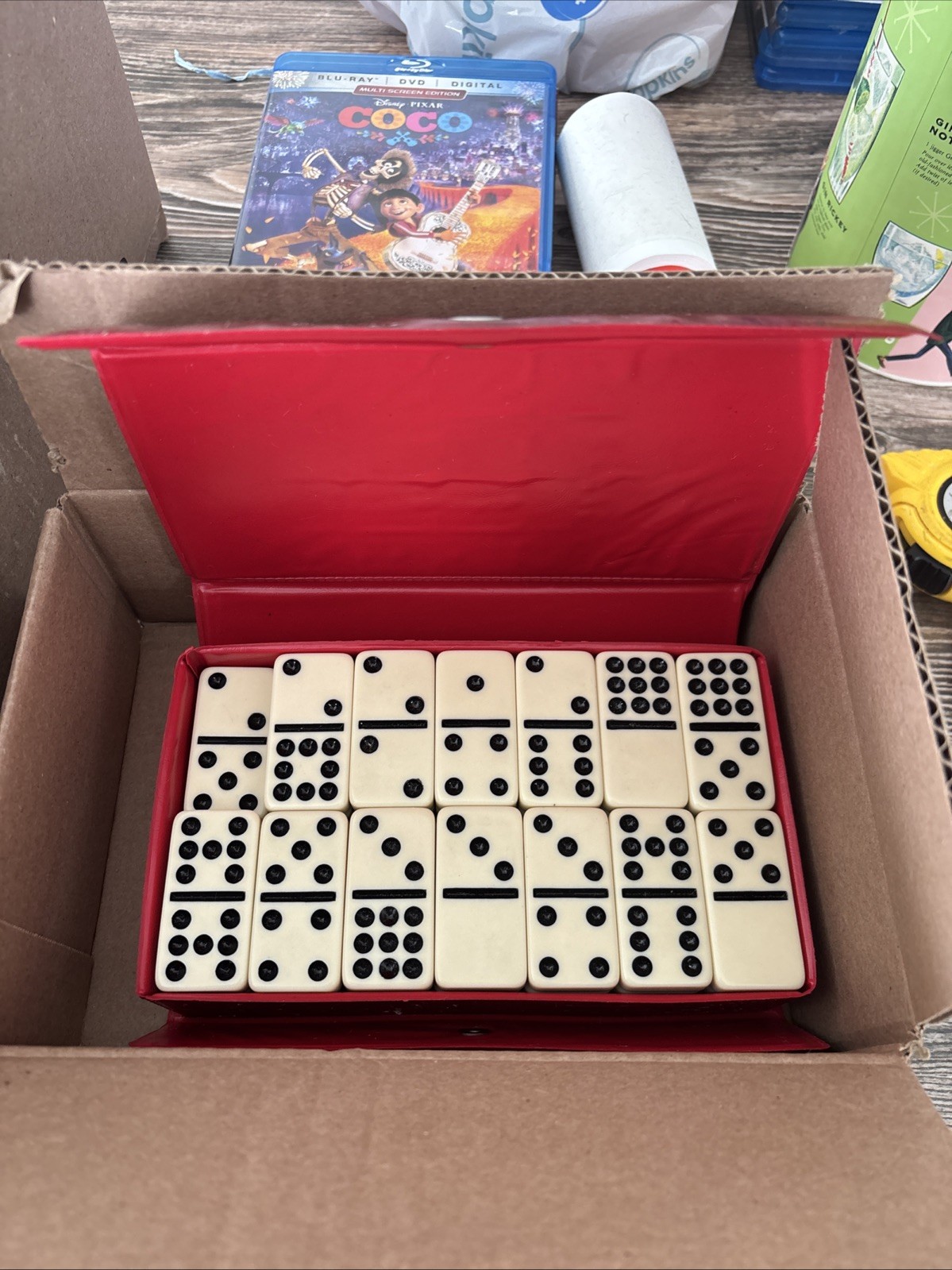 Vintage Dominoes By Cardinal 55 Pieces | 3/8″ Thick DOUBLE NINE Red Vinyl Case
