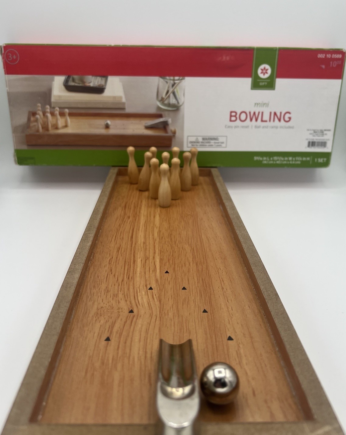 Mini Bowling Family Game Set Easy Pin Reset In Box – Desktop – Travel Size