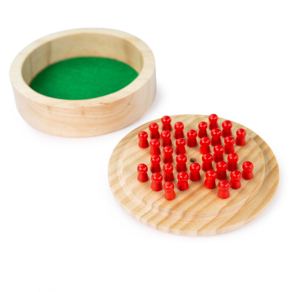 Bigjigs Toys Mini Wooden Solitaire Game, Travel Game, Stocking Filler Toys