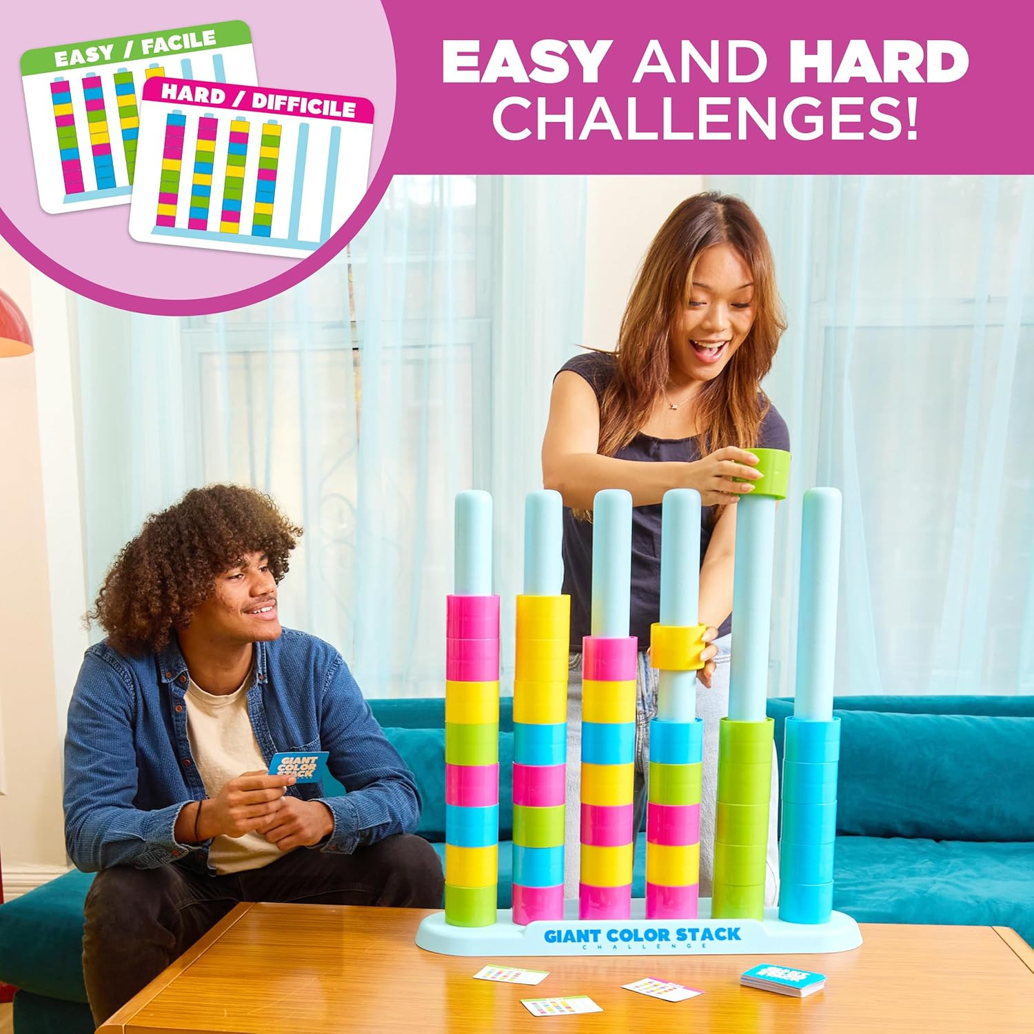 Giant Color Stack Challenge by Relatable – Strategy Stacking Game with 50 Puzzle