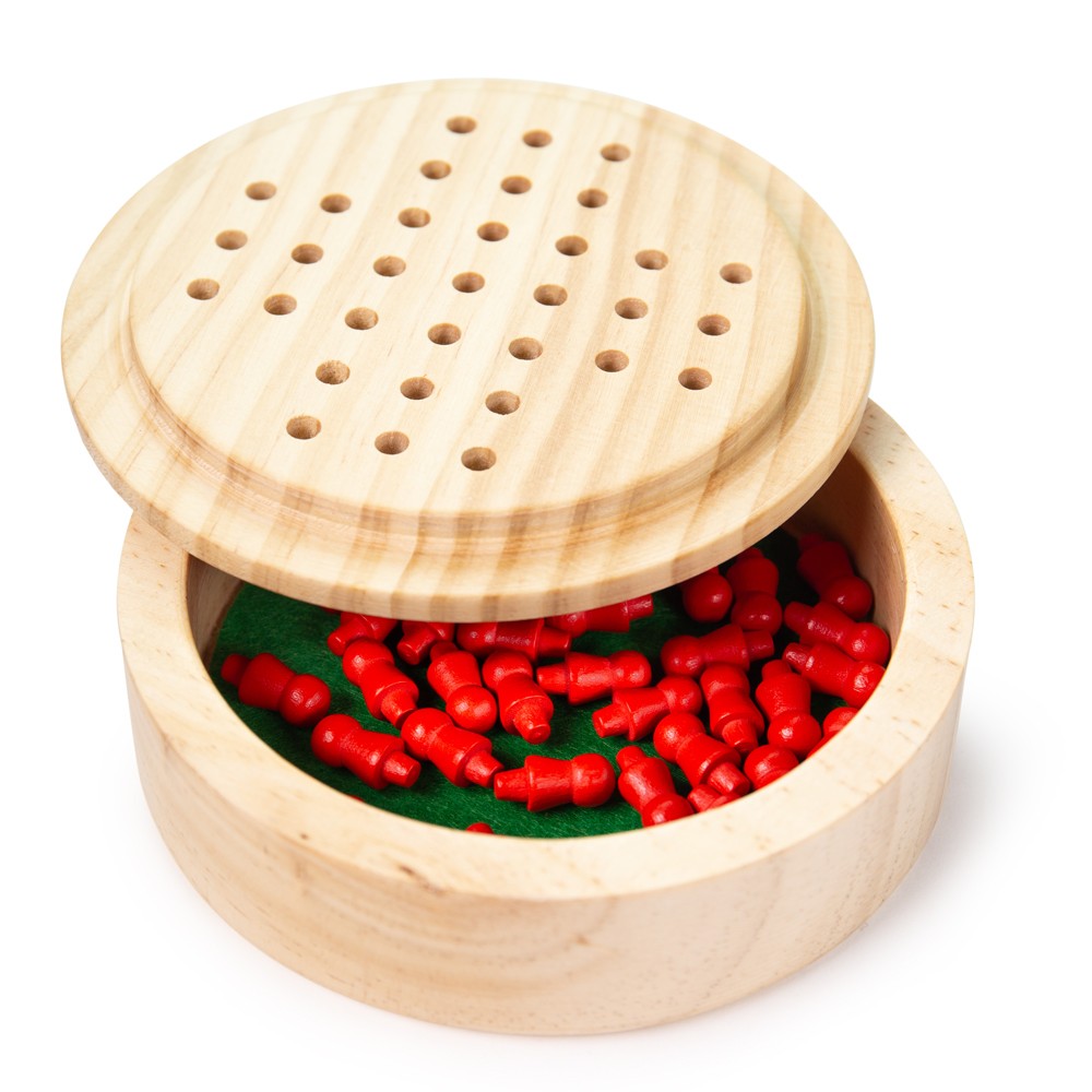 Bigjigs Toys Mini Wooden Solitaire Game, Travel Game, Stocking Filler Toys