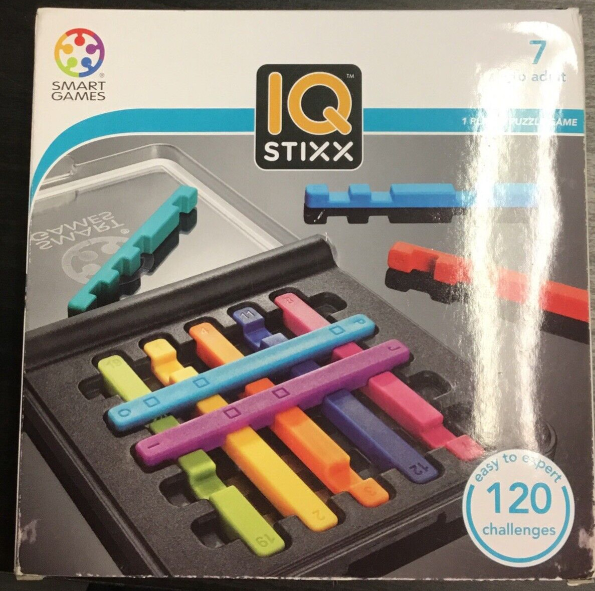 SmartGames IQ Stixx Stacking Travel Game with 120 Challenges for Ages 7 – Adult