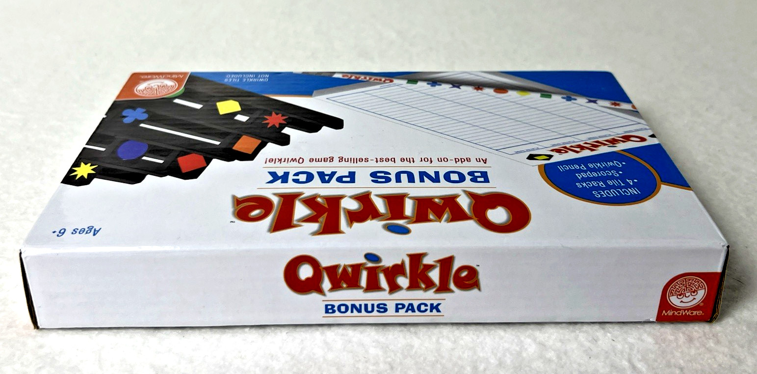 Qwirkle, BONUS PACK – Add-on Wood Tile Racks (4), Scorepad, Pencil – NEW sealed