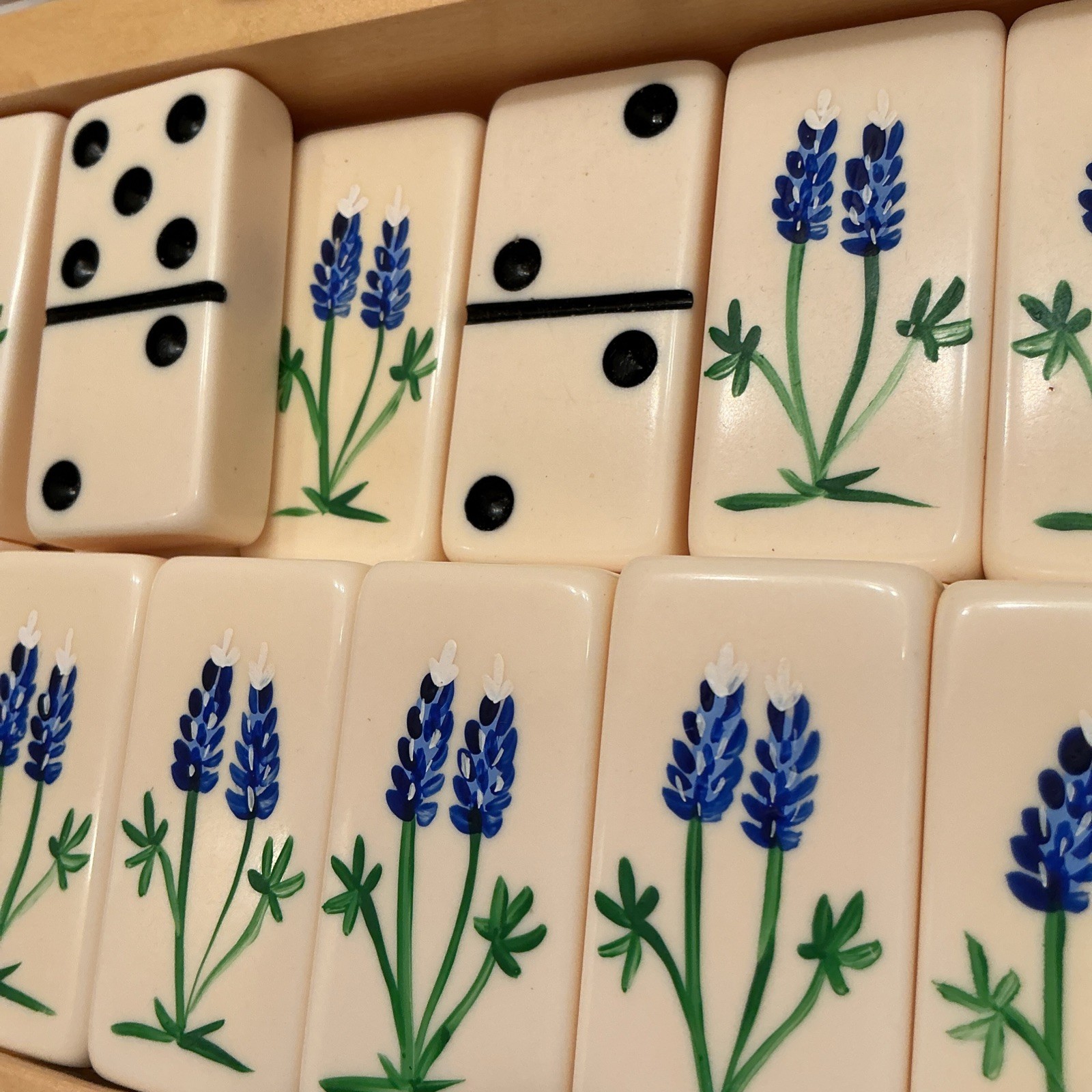 HANDPAINTED TEXAS BLUEBONNETS Extra Thick DOMINOES Texas Imagineering