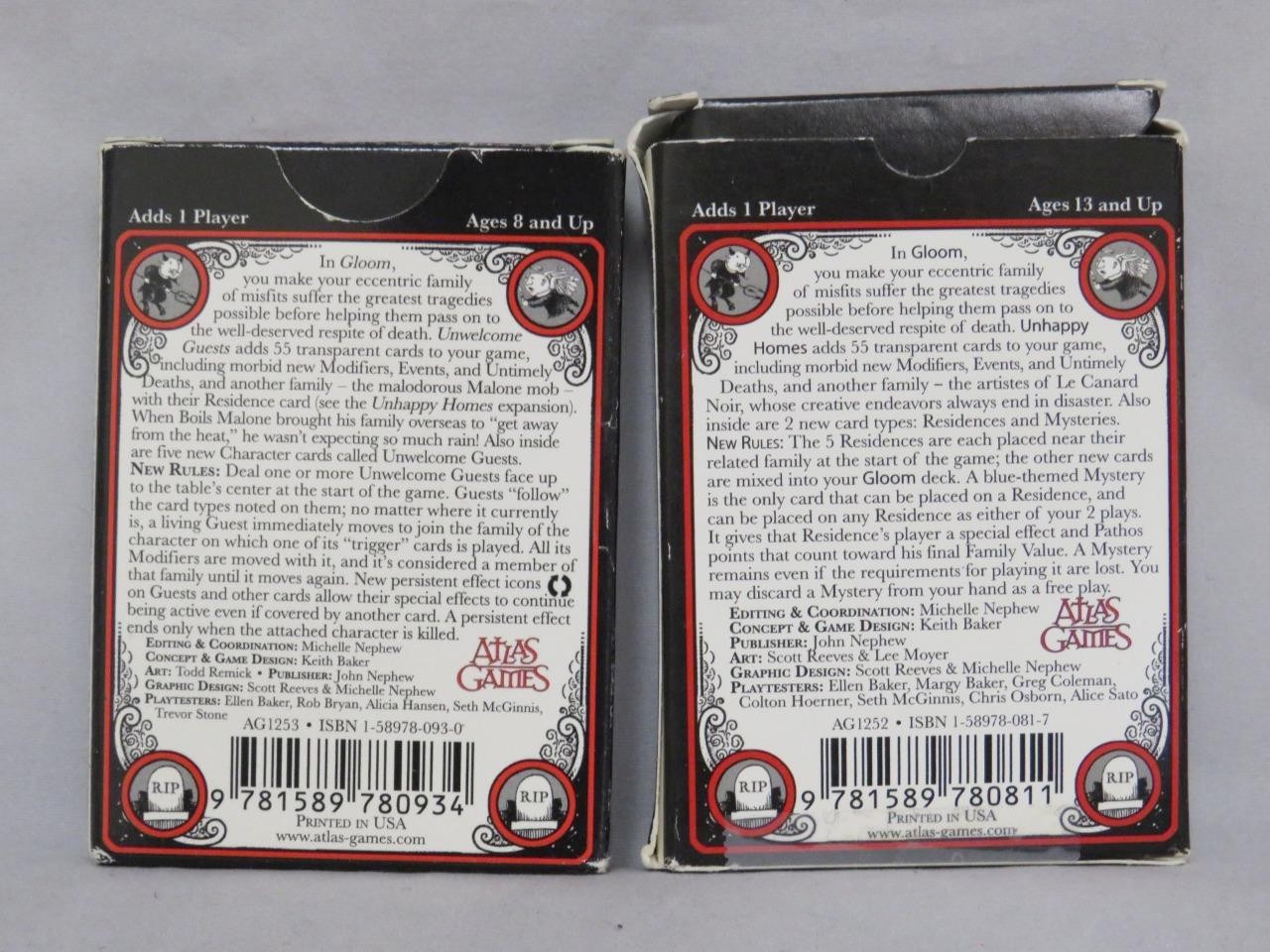 Atlas – Gloom Lot – Gloom Card Game + 4 Expansions (EX) Keith Baker