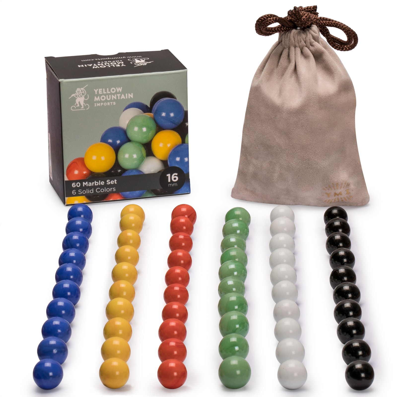 60 Pieces Chinese Checkers Marbles Set with Solid Colors – 16 Millimeters