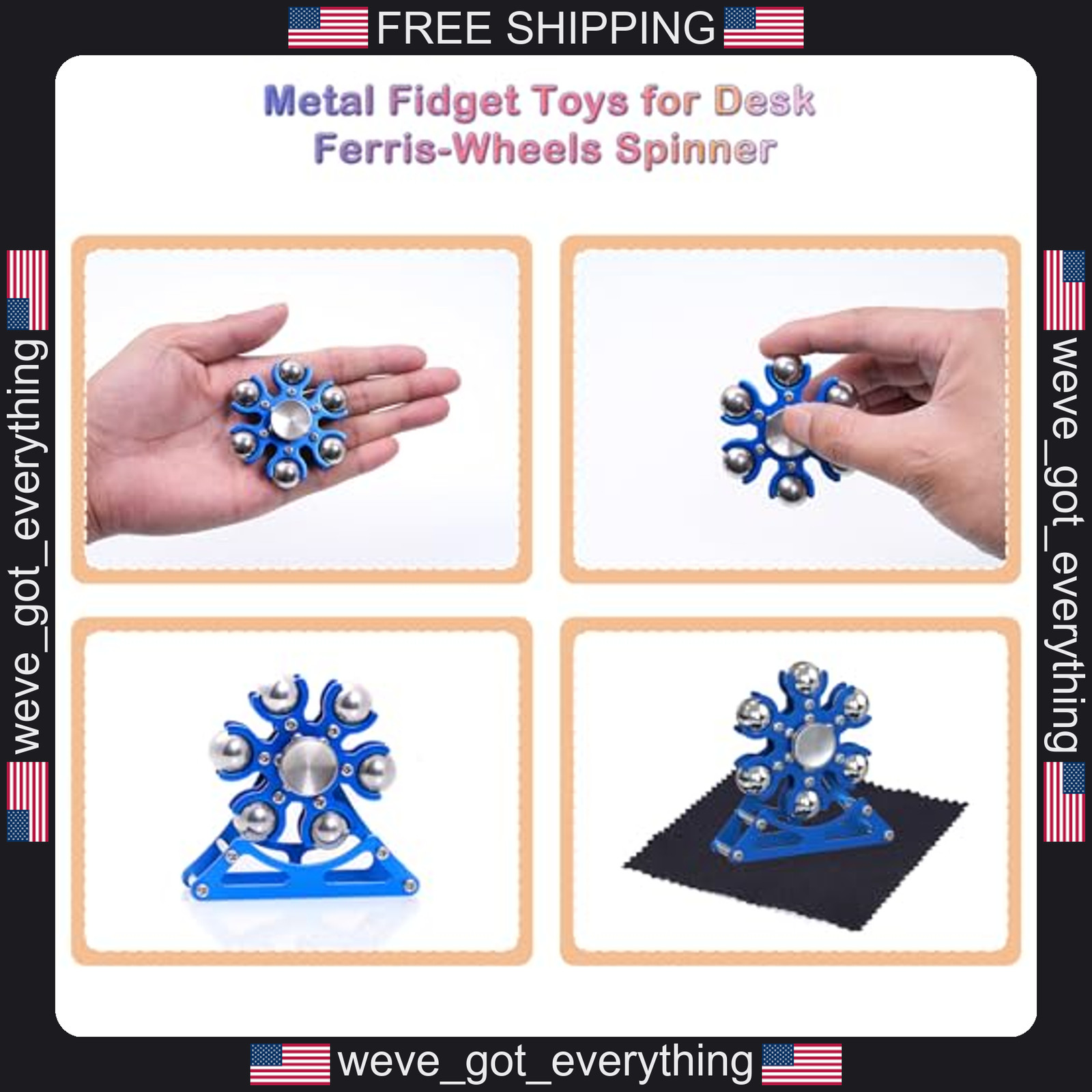 Metal Fidget Spinner and Ferris Wheel Desk Toy for Stress Relief