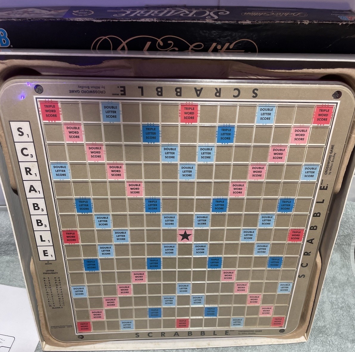 Milton Bradley Scrabble Deluxe Crossword Board Game Rotating Turntable 1988