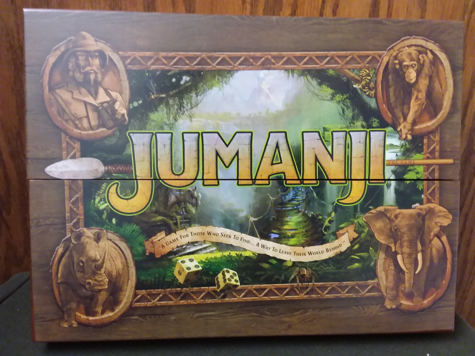 Jumanji the Game Real Wooden Box Edition of the Classic Adventure Board Game