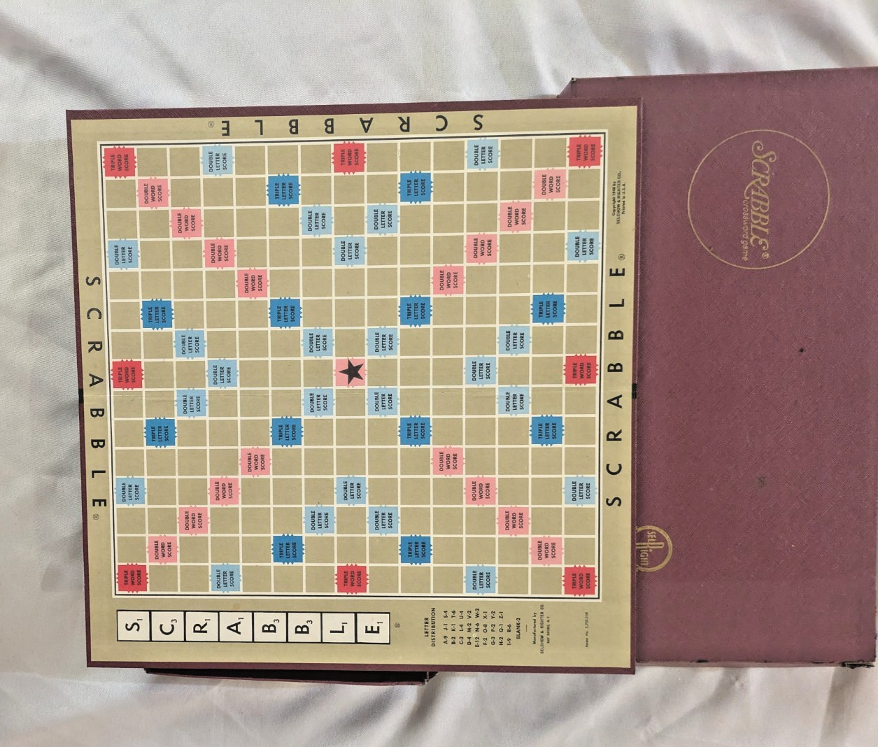 Vintage 1953 Scrabble Crossword Game Complete Wood Tile Set Selchow Righter