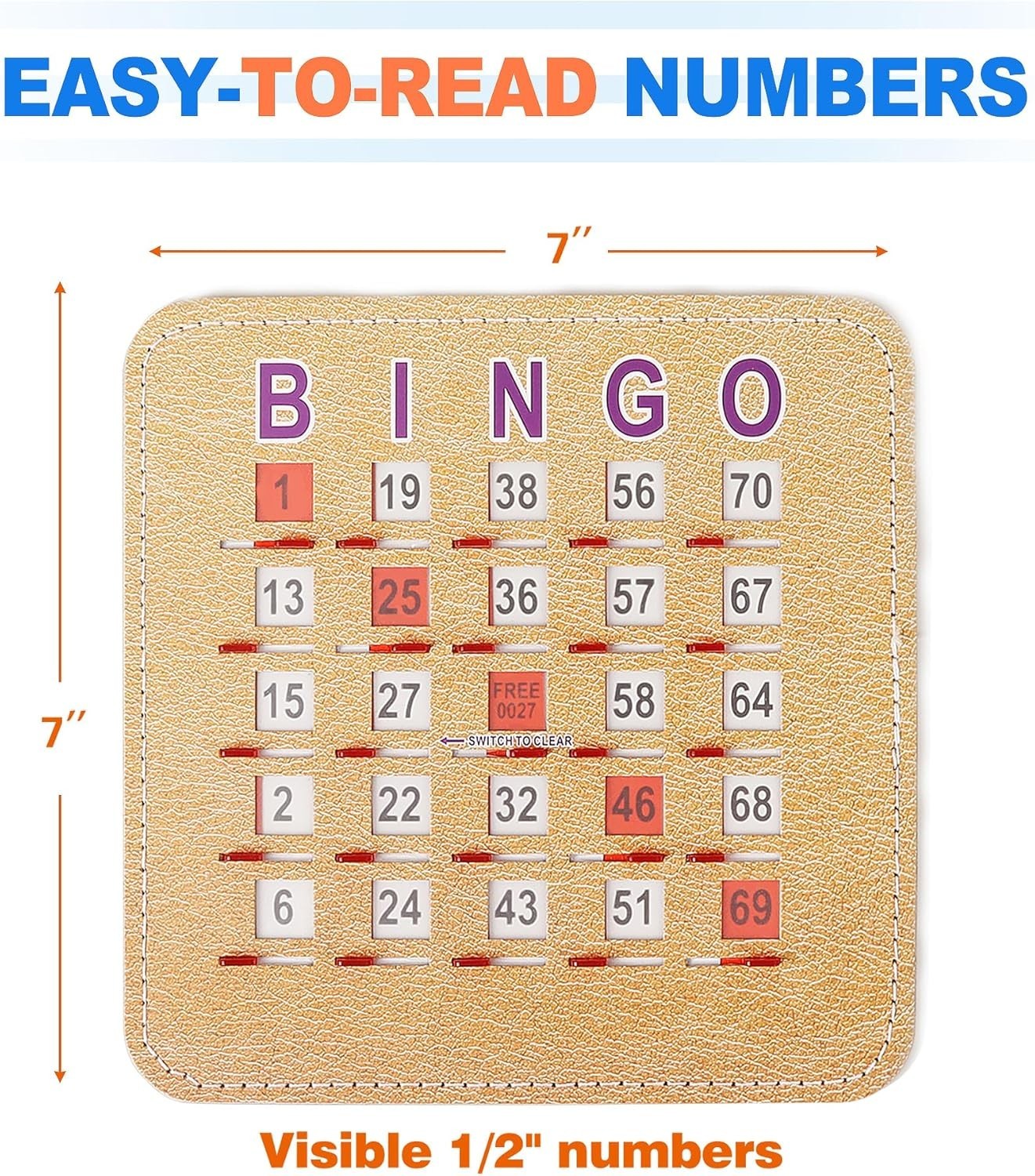 GSE 50-Pack Reusable Bingo Cards 5-Ply Shutter Cards for Group Games