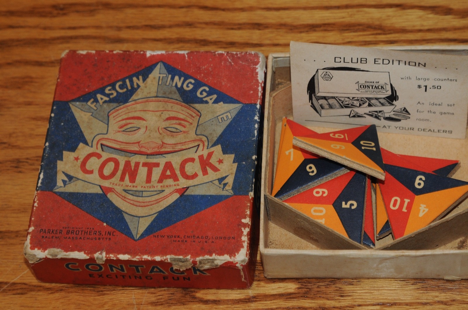 1939 Vintage Antique Parker Brothers Contack Game Exiting Fun Traditional Game*