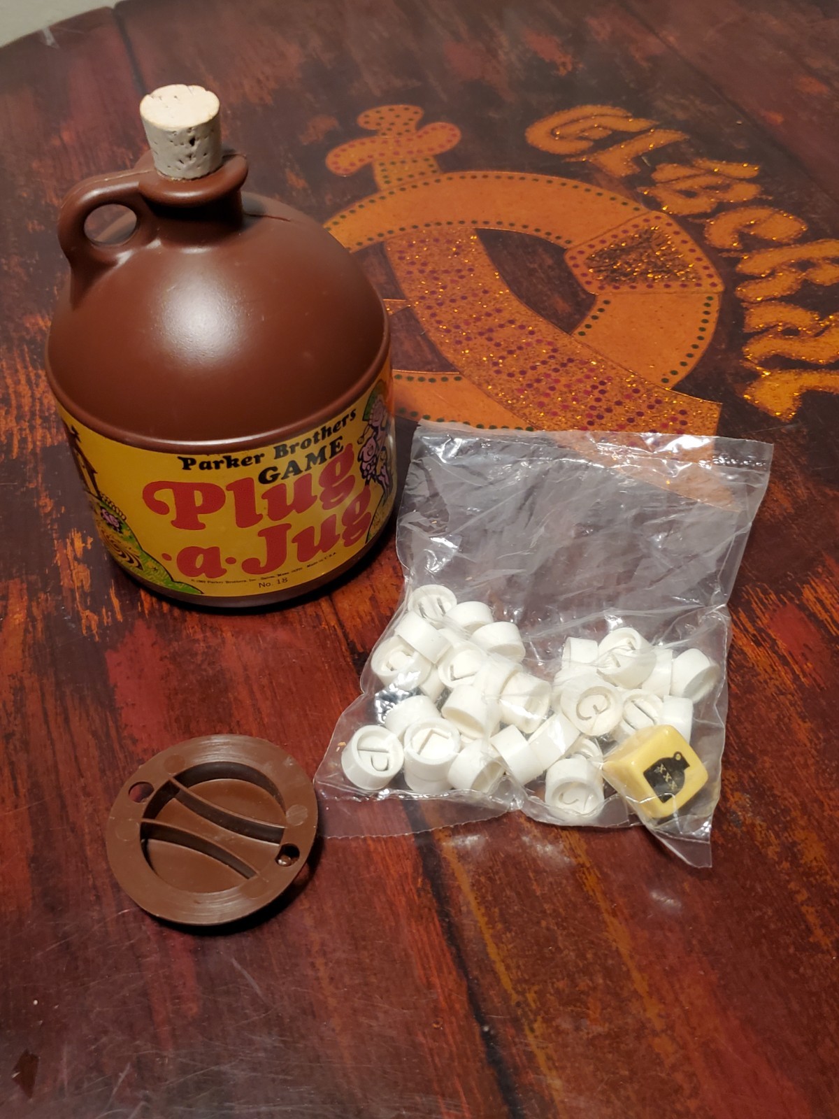 VINTAGE 1969 Parker Brothers PLUG-A-JUG Game #18 ~ WHISKEY JUG with CORK ~ USA