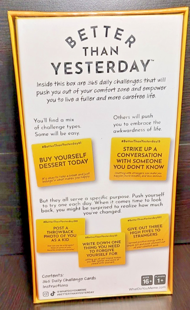 Better Than Yesterday Card Game Of 365 Daily Challenges 2022 Ages 16+ 1+Players