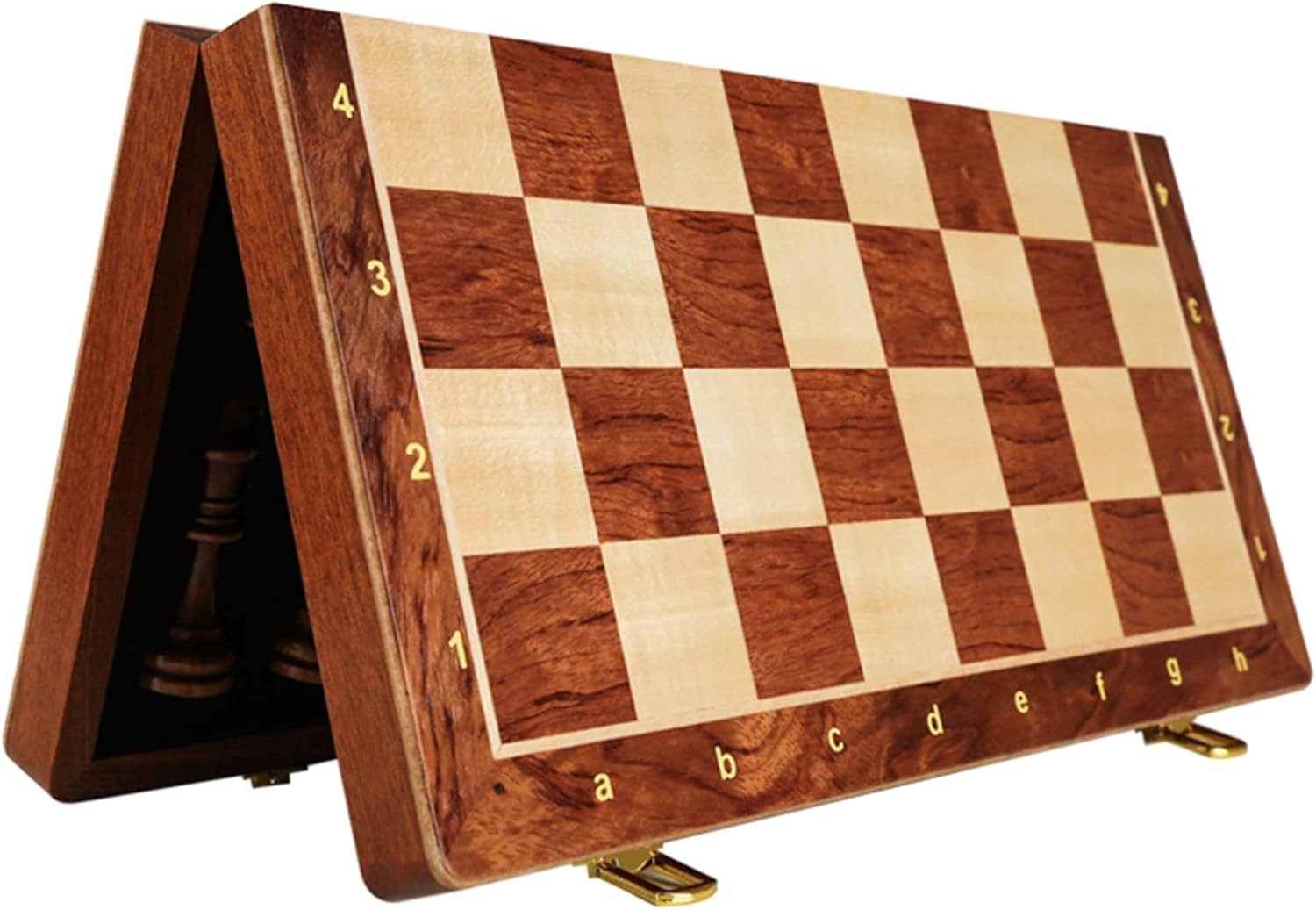 Walnut Chess Set 15” x 15” with Felted Game Board Interior for Storage Ches…