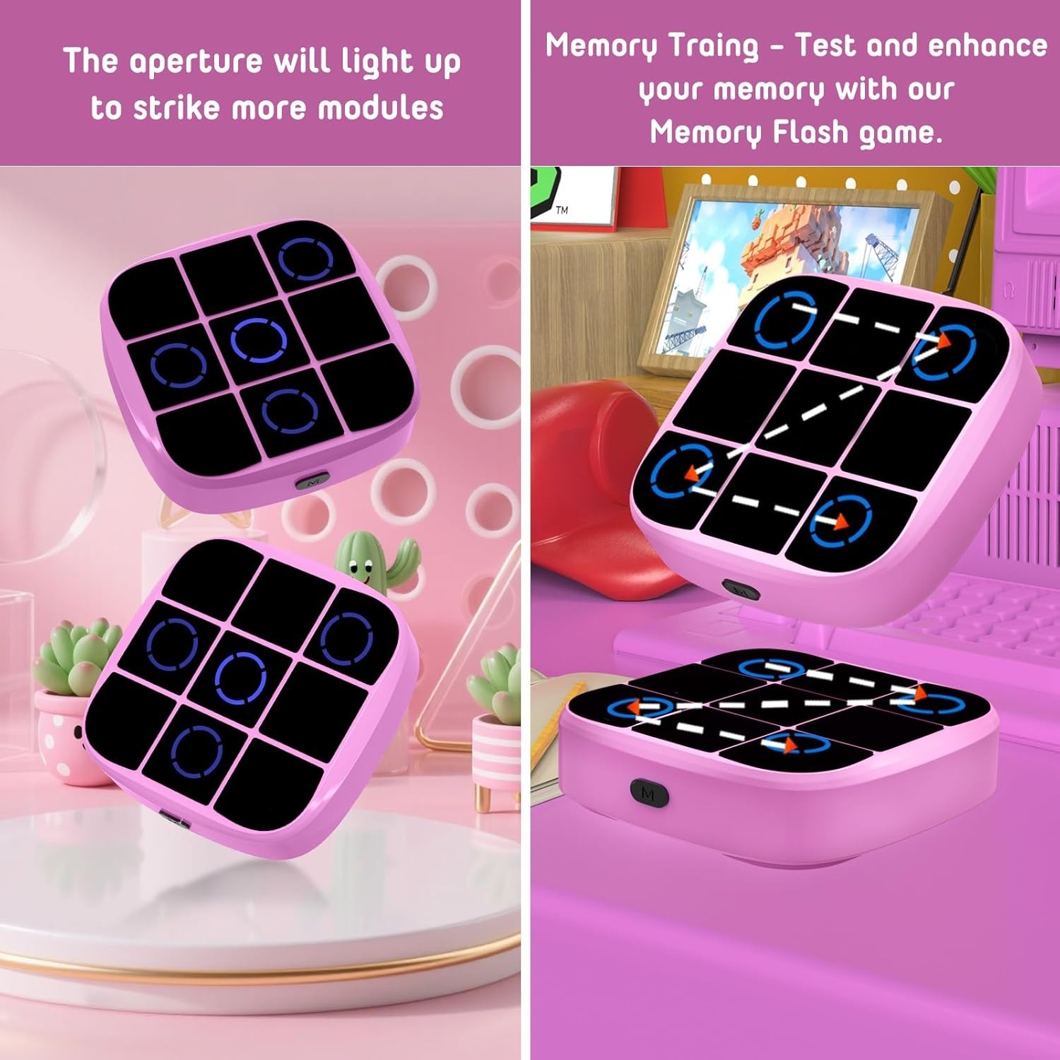 Portable Pink 4-in-1 Tic-Tac-Toe Game: Perfect for Car Rides and Gatherings